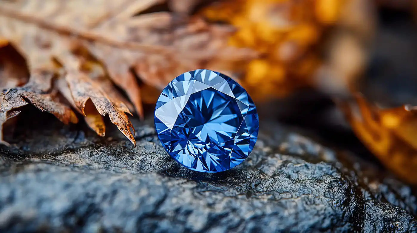 3 carat round brilliant lab grown blue sapphire gemstones at Quorri