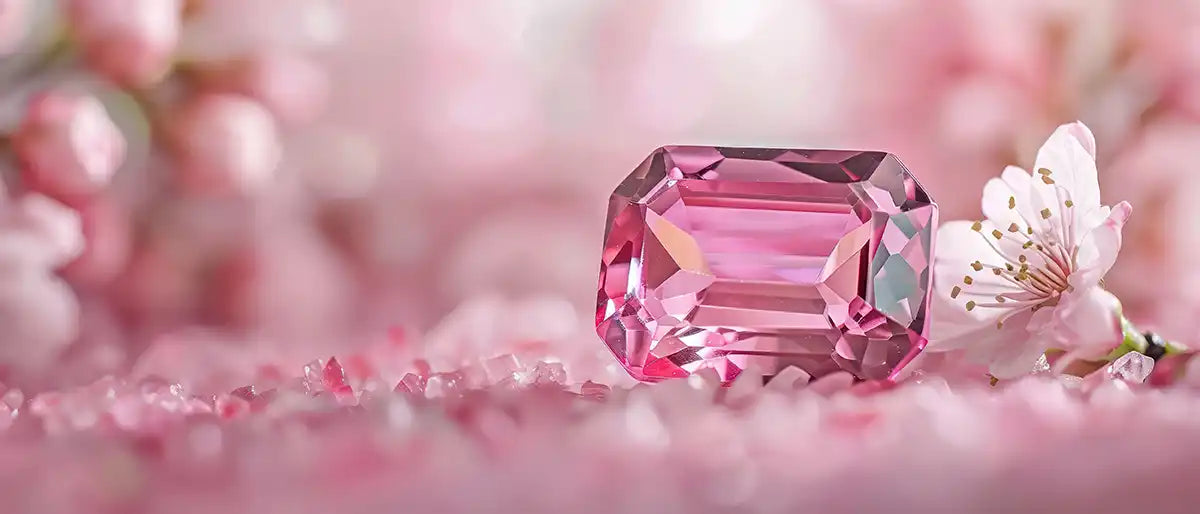 4 carat lab grown emerald cut pink sapphires at Quorri Canada