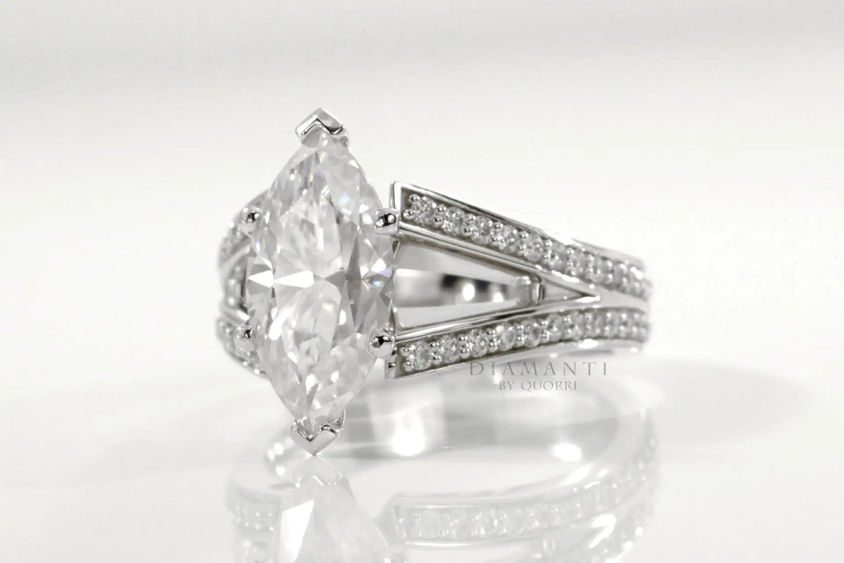 designer split band marquise lab diamond engagement ring