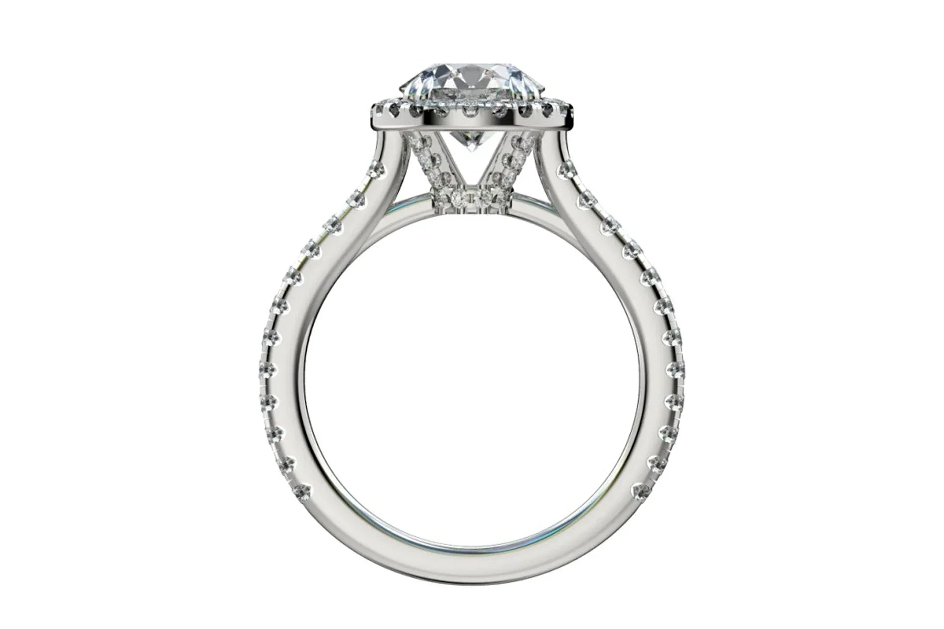 2 carat round designer halo lab diamond gold engagement ring Quorri