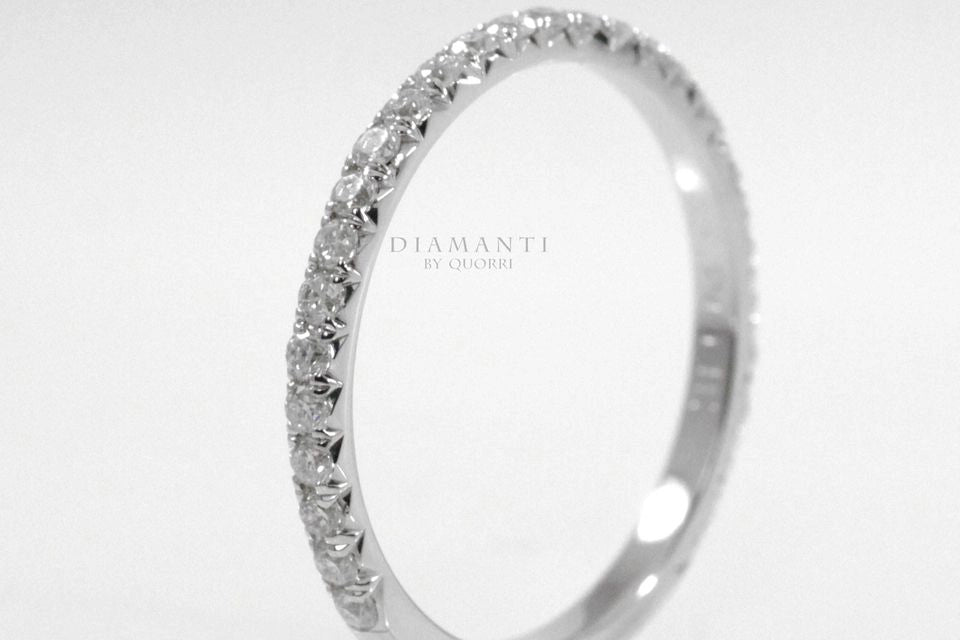 designer round 14k white gold lab created diamond wedding band Quorri