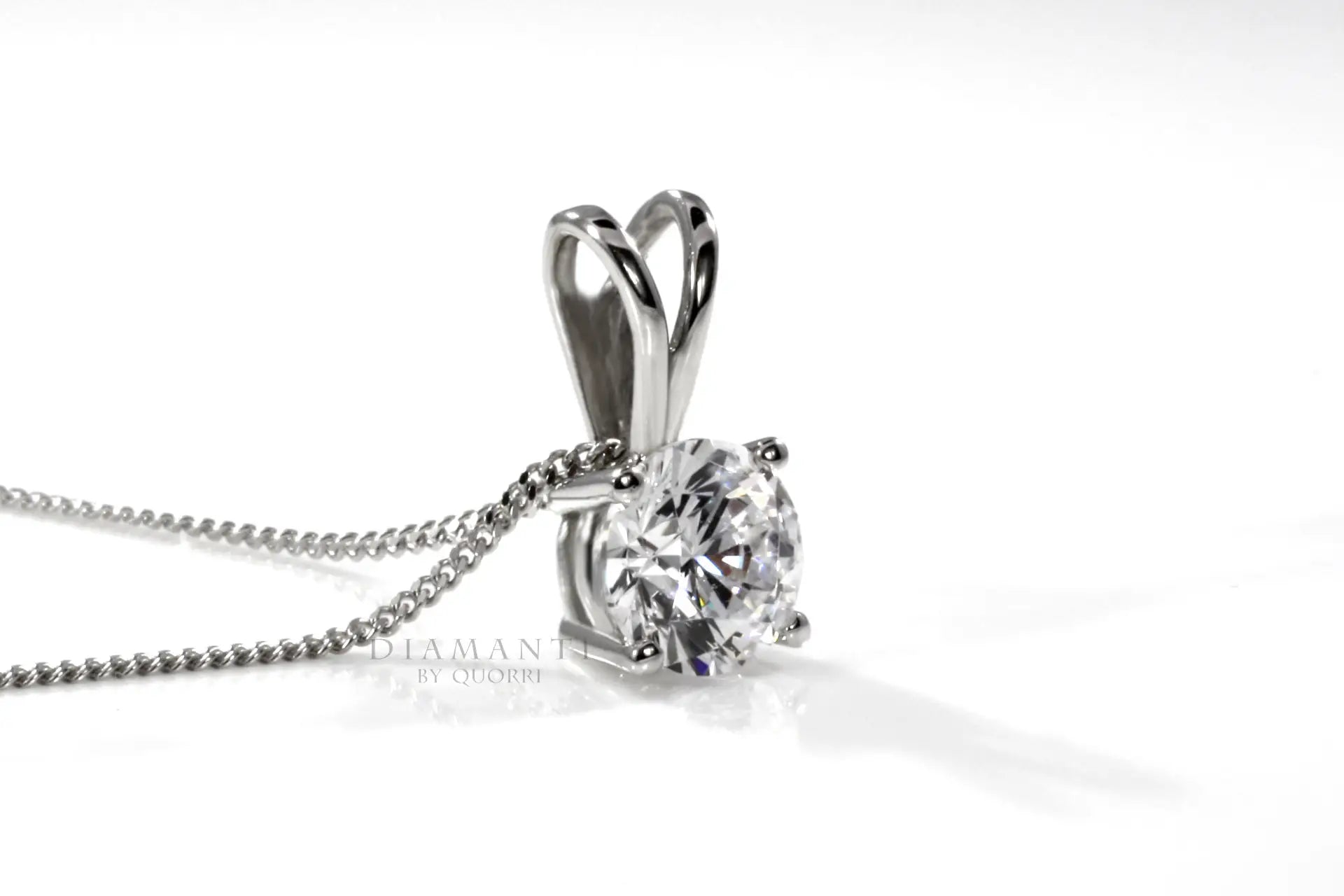solitaire 2 carat 18k white gold lab created diamond pendant Quorri Canada