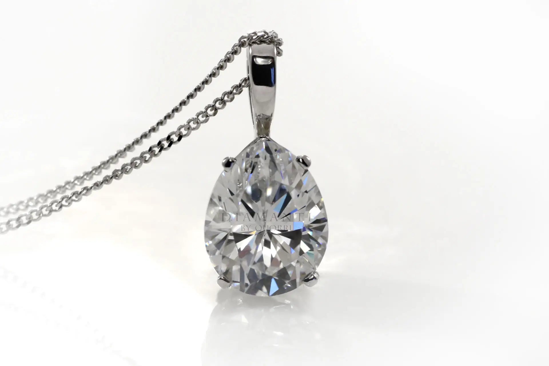 14k white gold 2 carat pear lab created diamond solitaire pendant Quorri