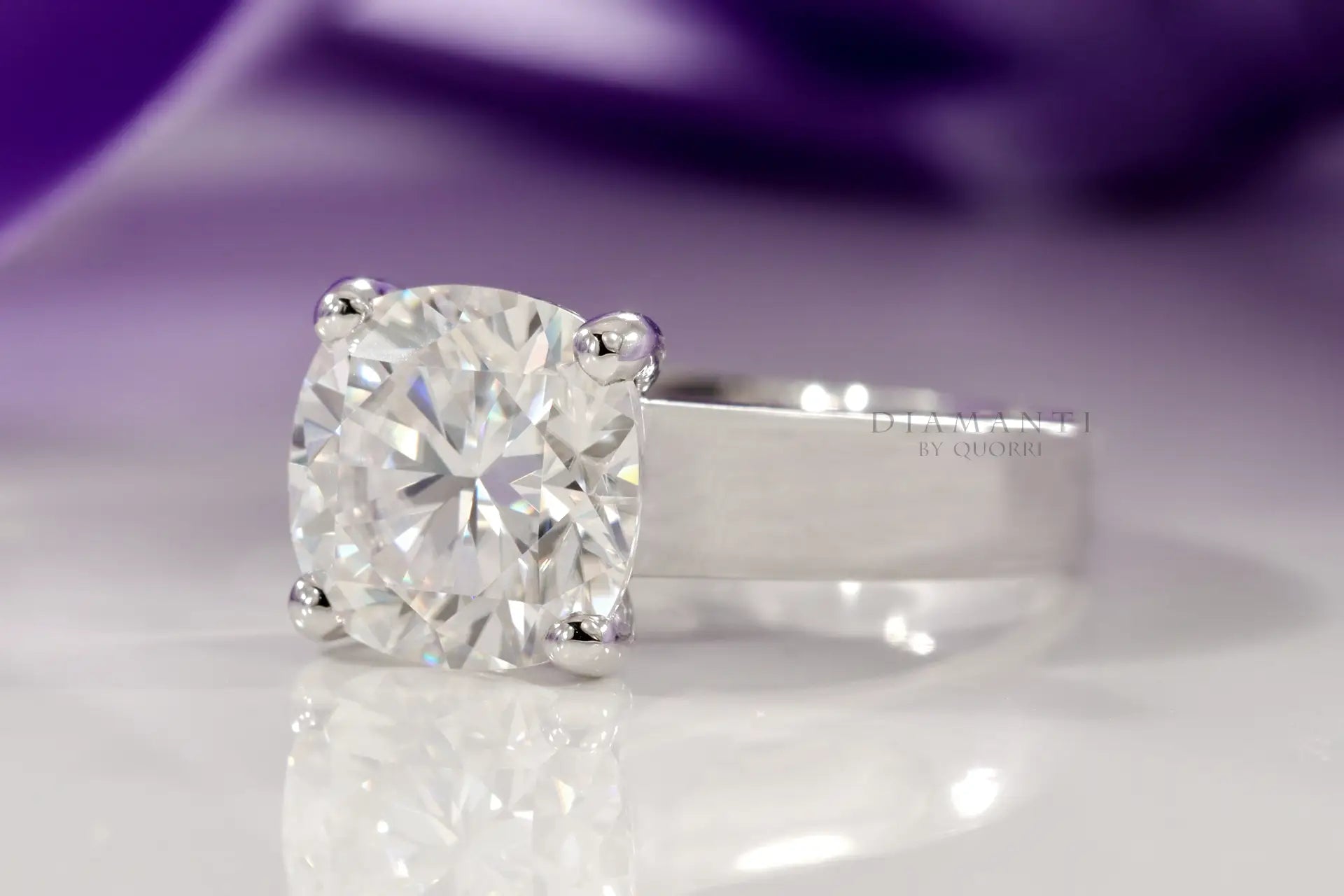 affordable 18k white gold 3 carat cushion lab diamond engagement ring Quorri