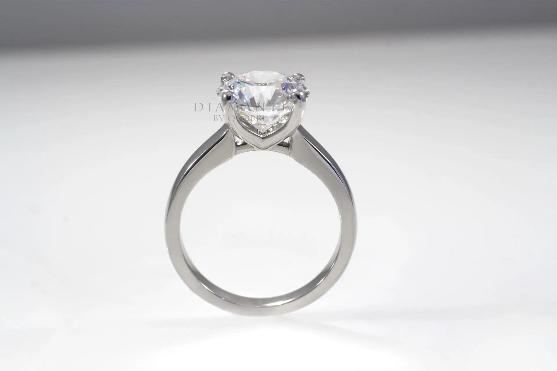 round four prong 14k white gold lab diamond solitaire engagement ring