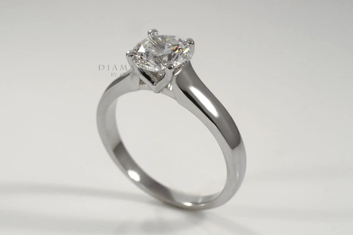 round four prong platinum lab diamond solitaire engagement ring