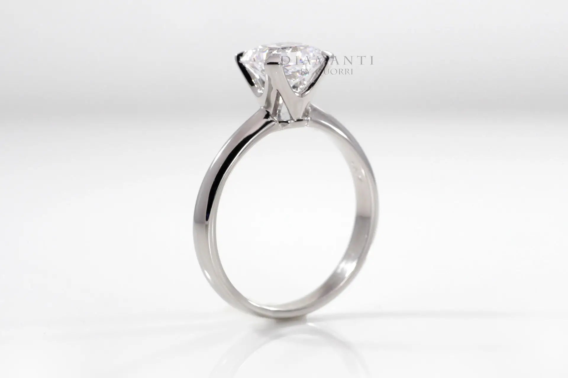 white gold v shaped 4 prong princess cut diamond solitaire engagement ring