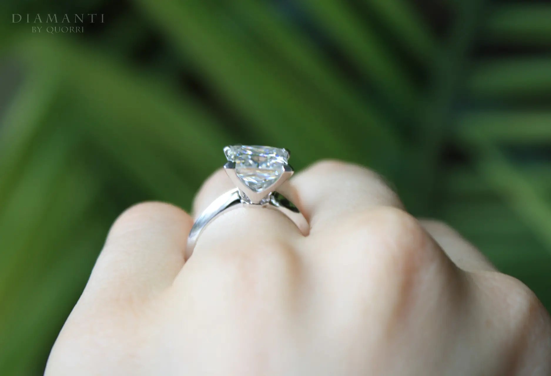 platinum 4 prong princess cut diamond solitaire engagement ring