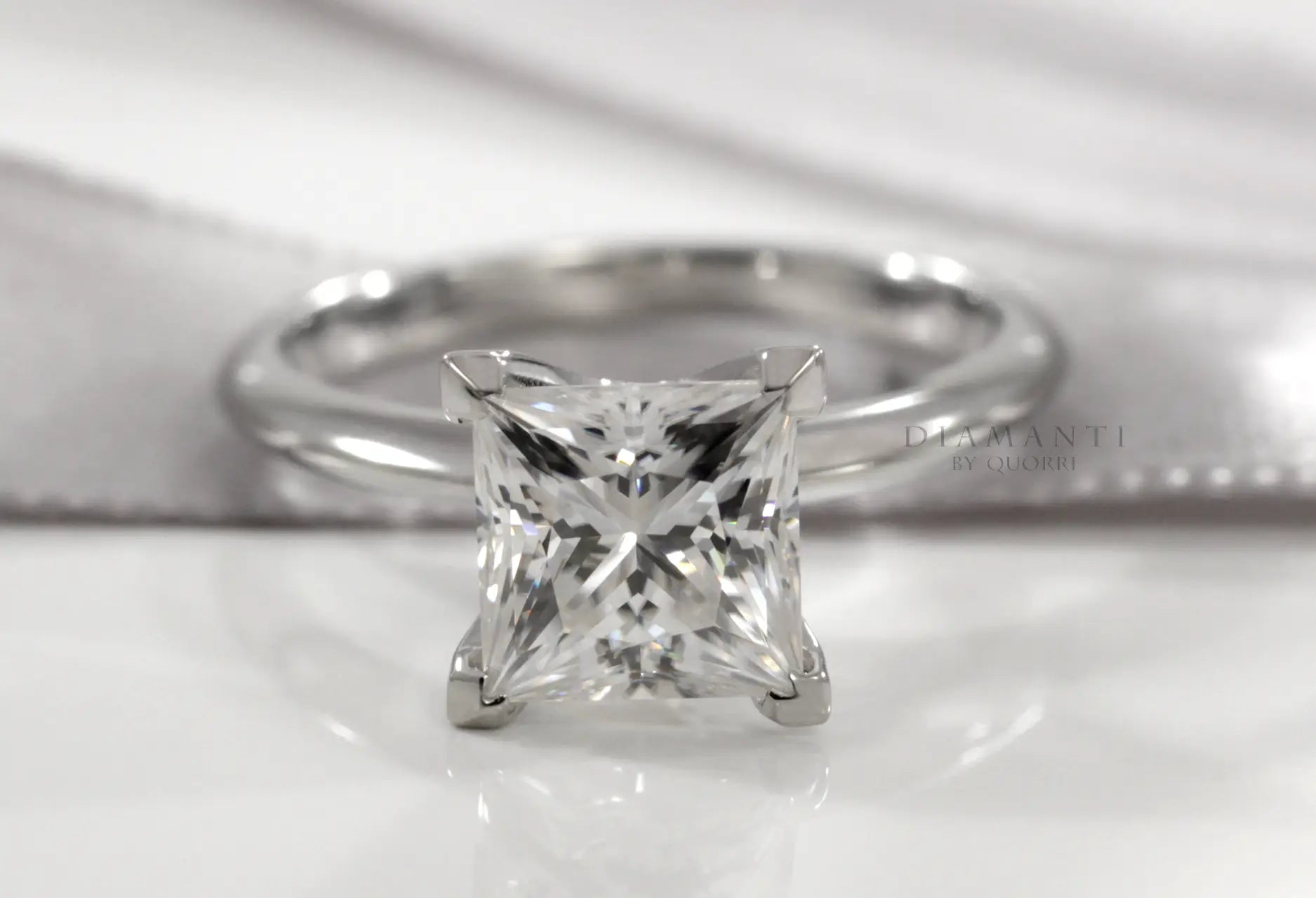 v shaped 4 prong princess cut diamond solitaire engagement ring