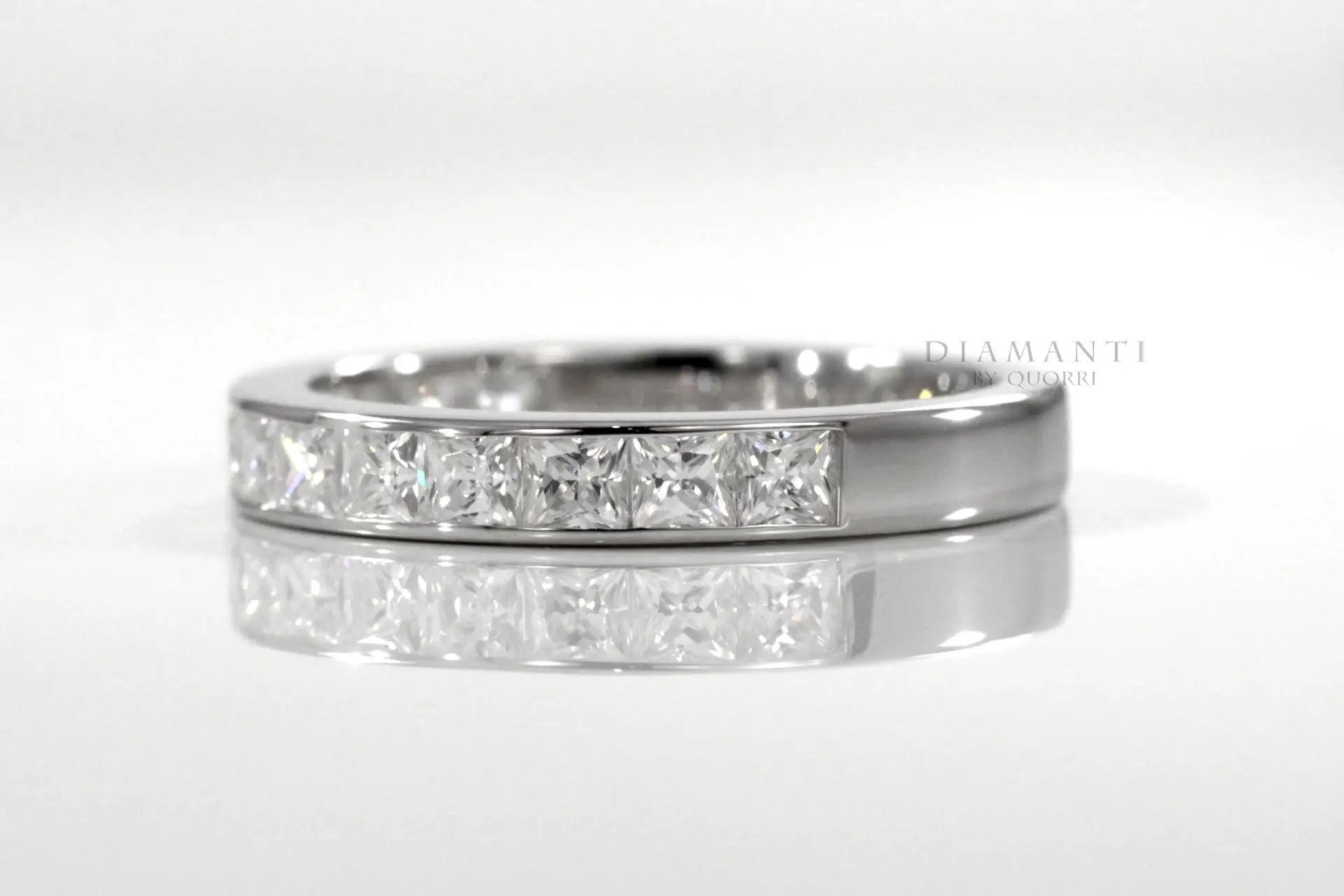 14k white gold designer affordable princess lab grown diamond wedding anniversary band Quorri