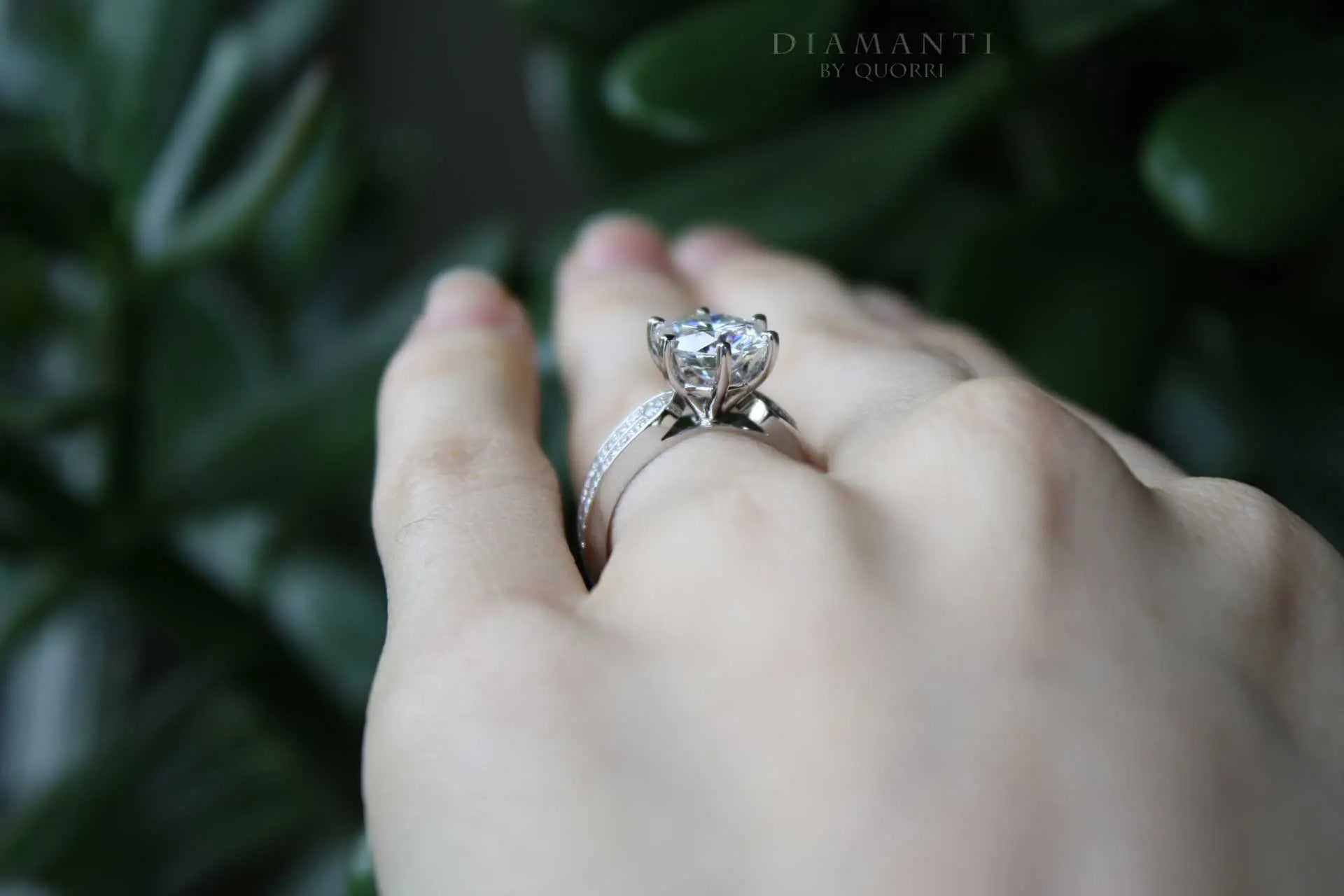 Affordable Dual Row Round Lab Grown Diamond Engagement Ring
