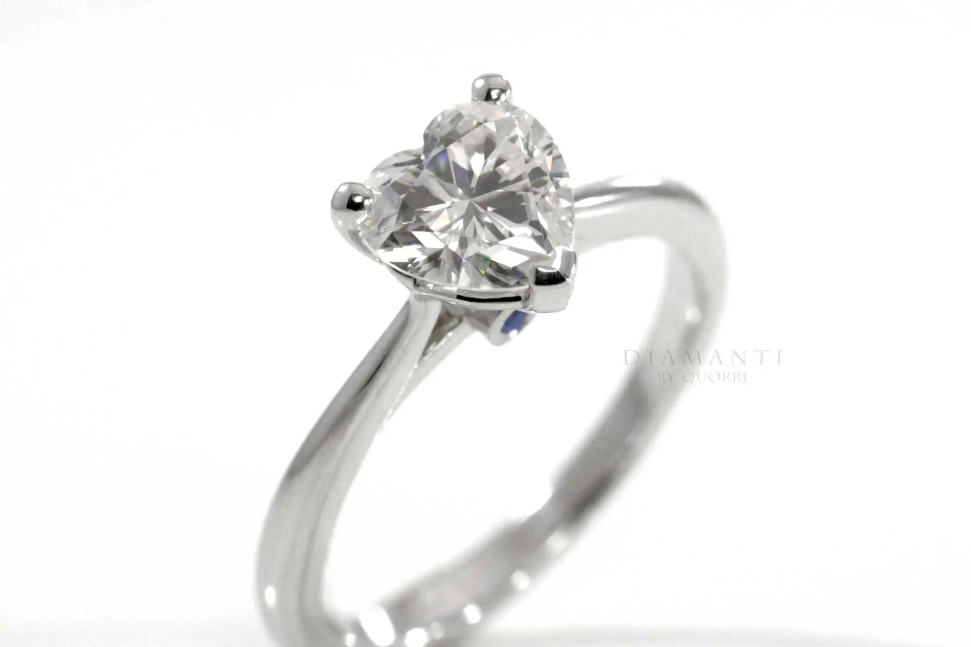 white gold low cost solitaire heart lab grown diamond engagement ring