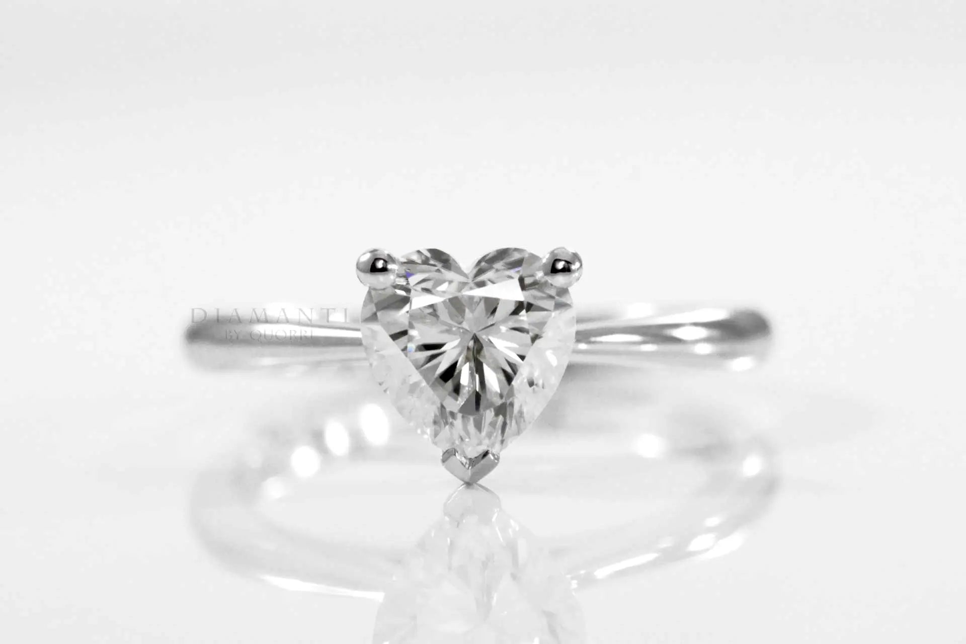 low cost solitaire heart lab grown diamond engagement ring