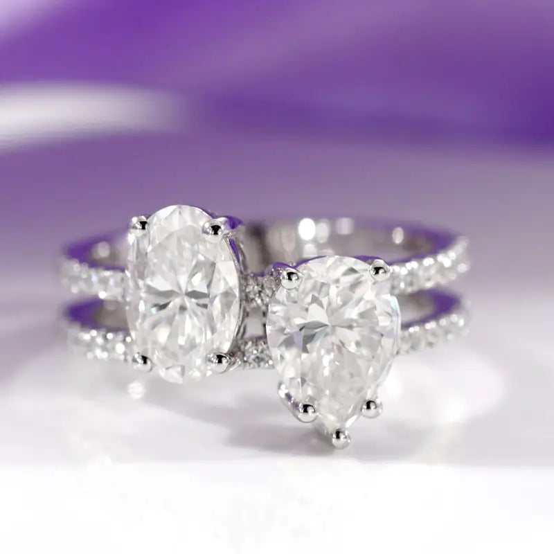 moi et toi pear and oval diamond ring in Canada