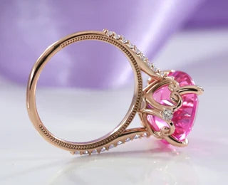 custom gallery design with pink sapphire  engagement rings and jewelry Quorri