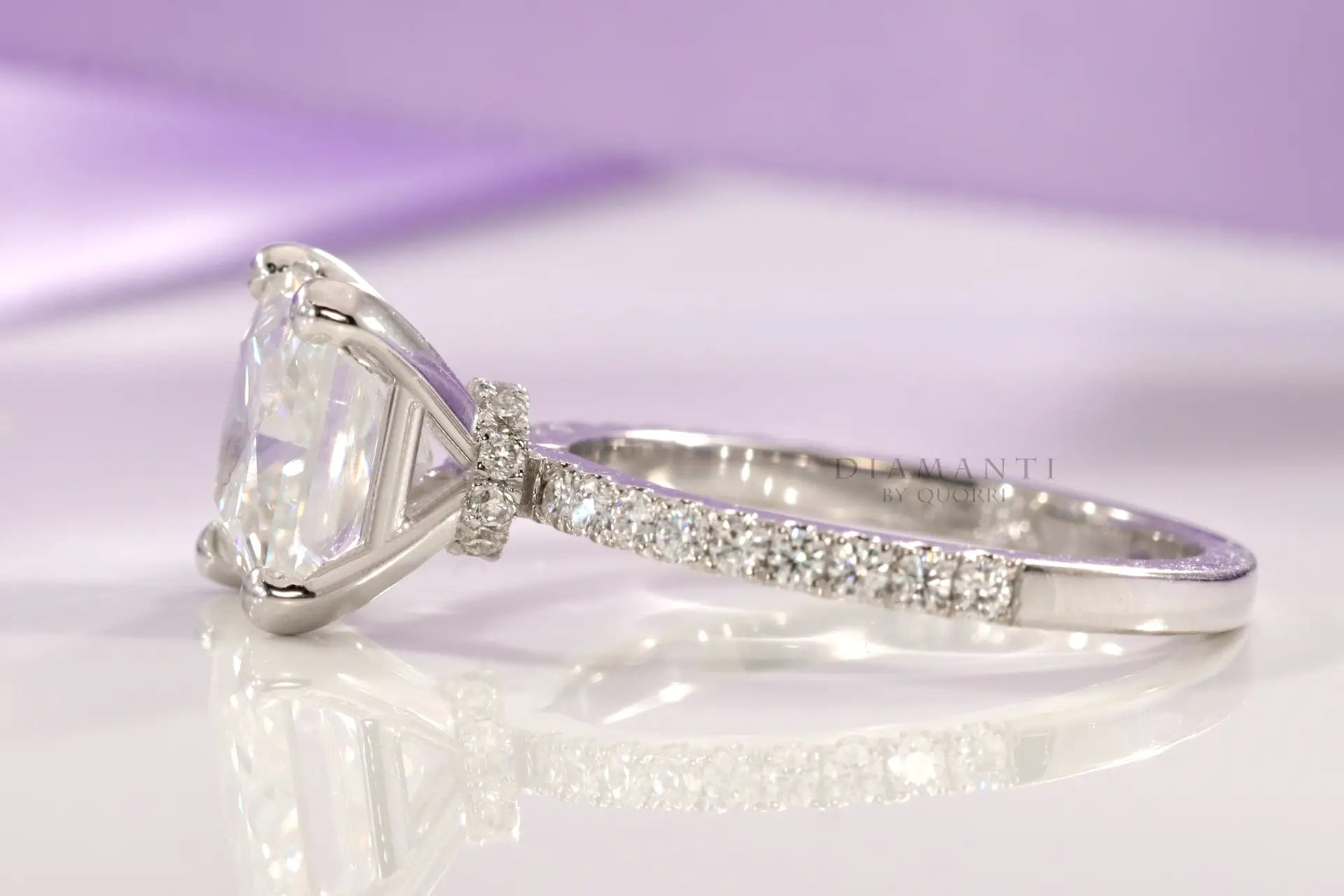 affordable 18k white gold accented 2 carat princess lab diamond engagement ring Quorri