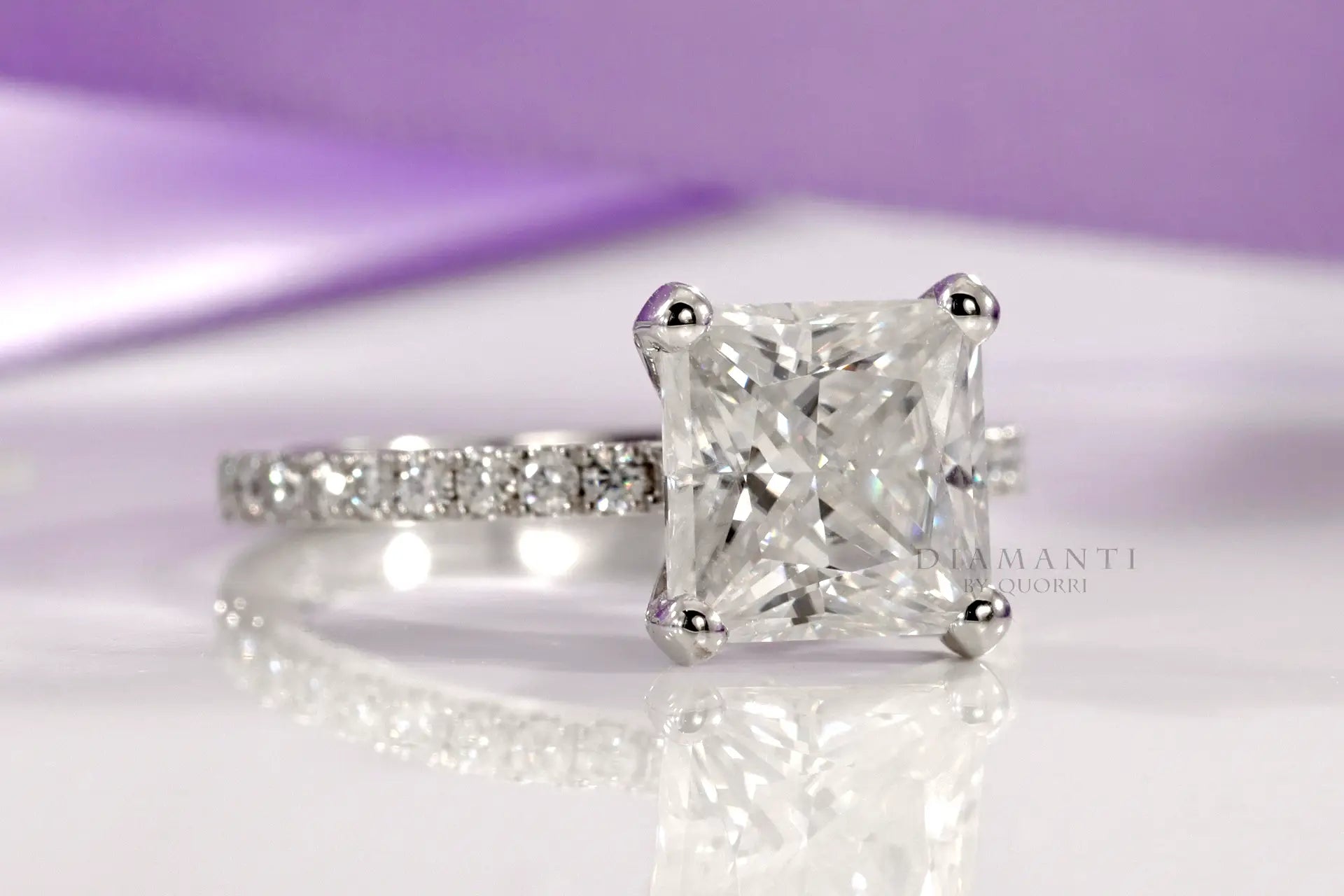affordable white gold accented princess lab diamond engagement ring Quorri