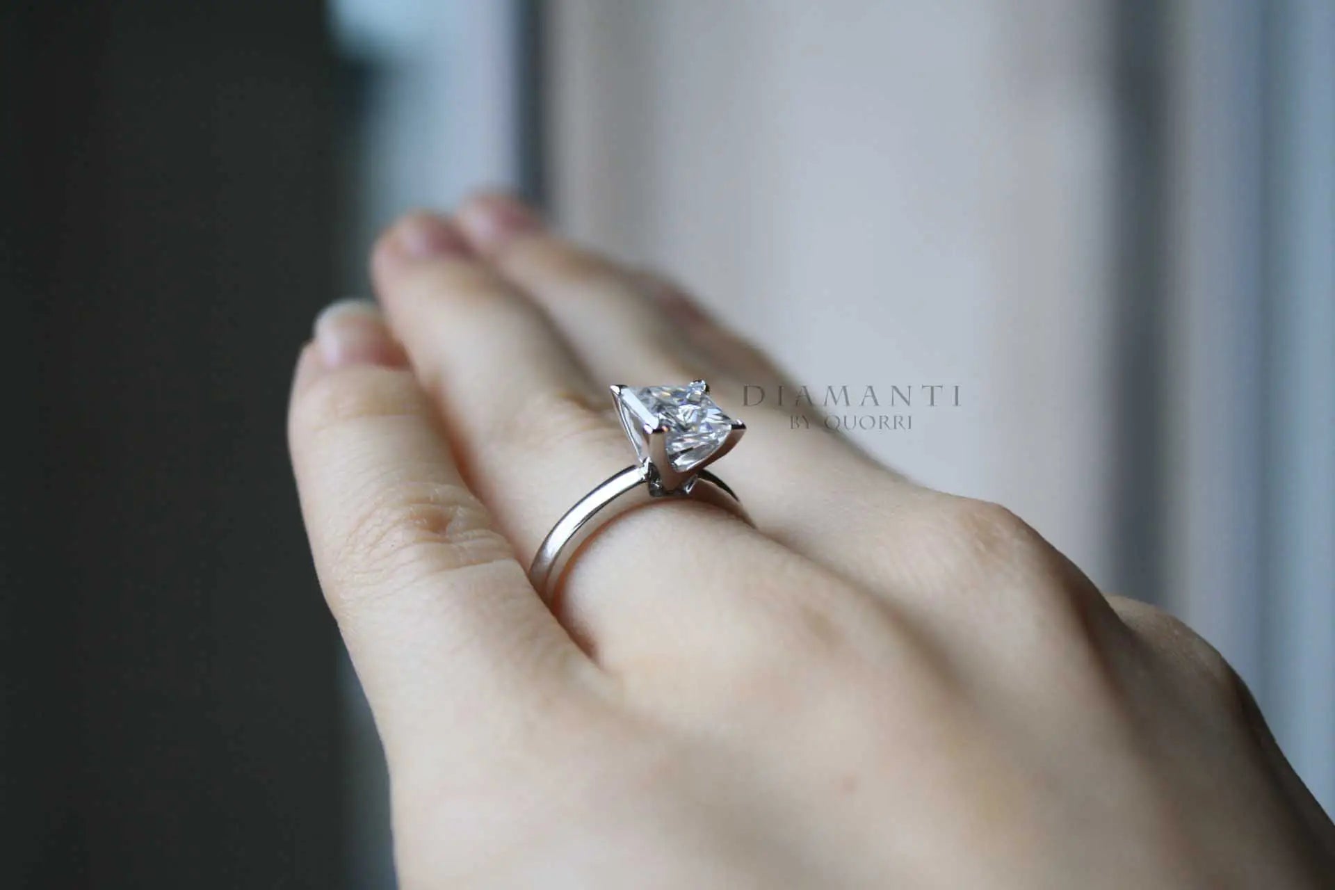 v prong princess cut lab grown diamond solitaire engagement ring Quorri Canada