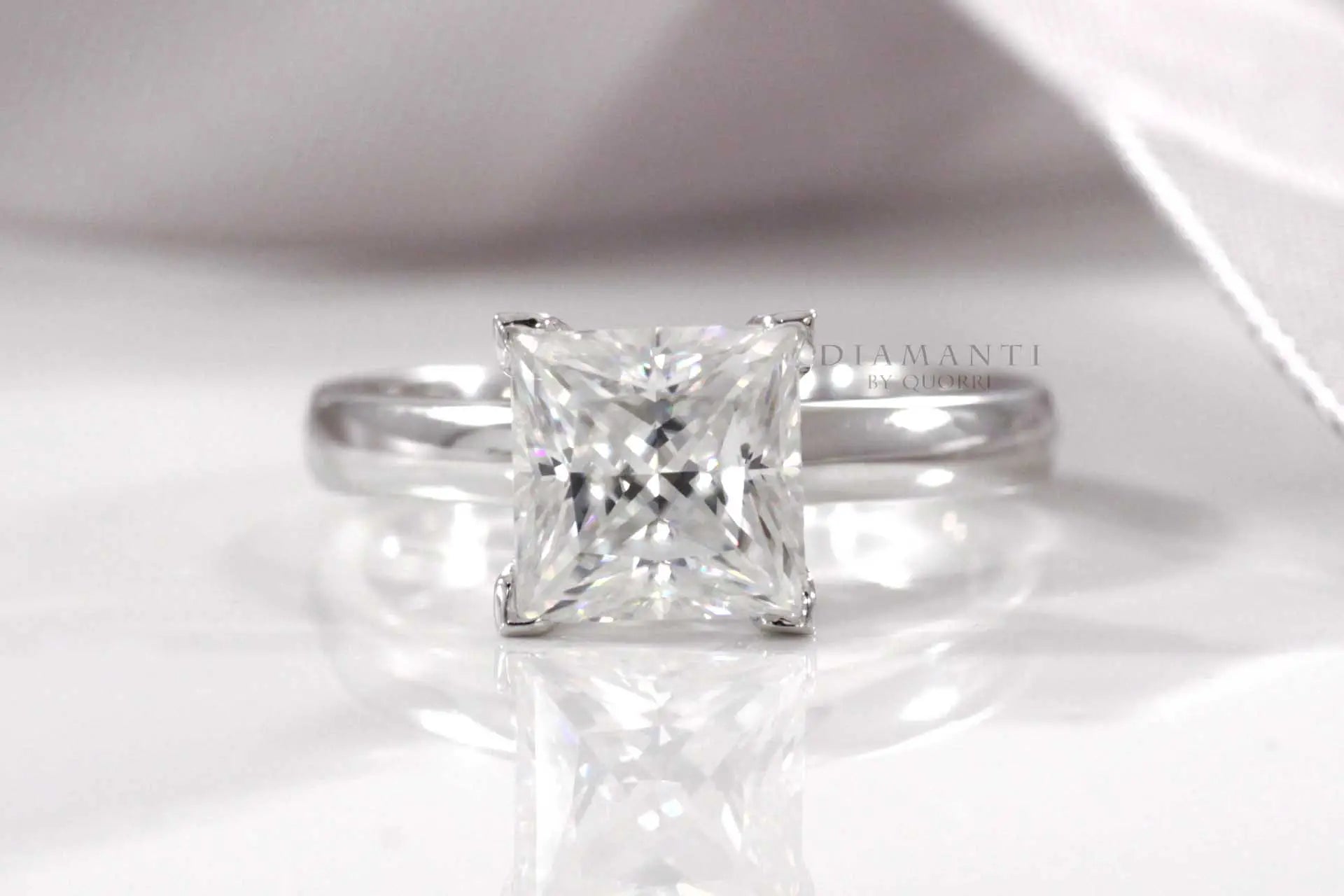 v prong princess cut lab grown diamond solitaire engagement ring