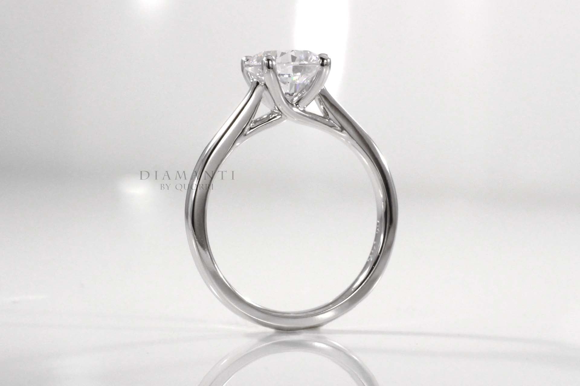 1 carat affordable 4 prong 14k white gold lab diamond engagement ring Quorri Canada