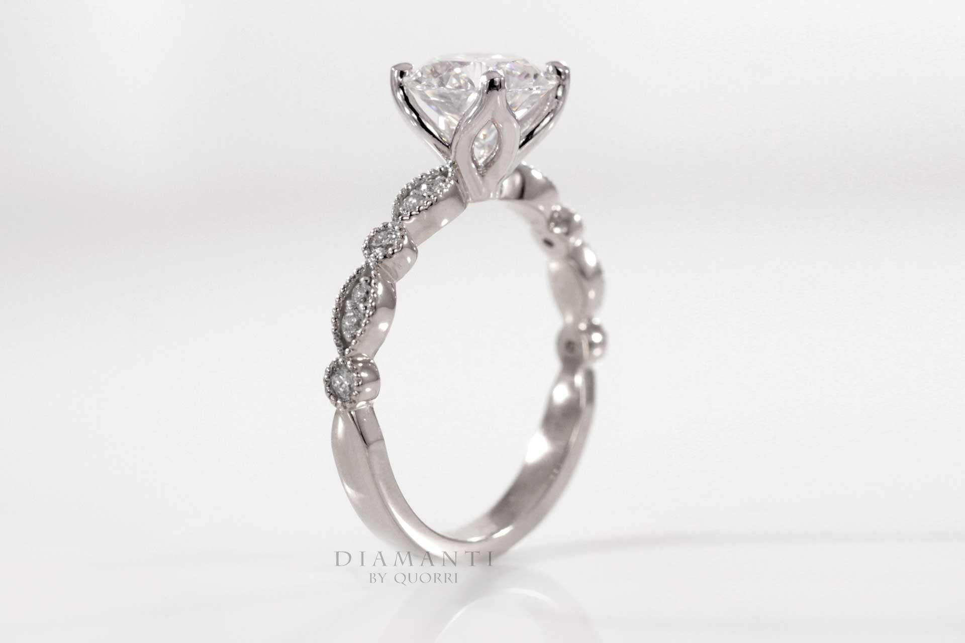 platinum designer 2 carat round lab grown diamond engagement ring