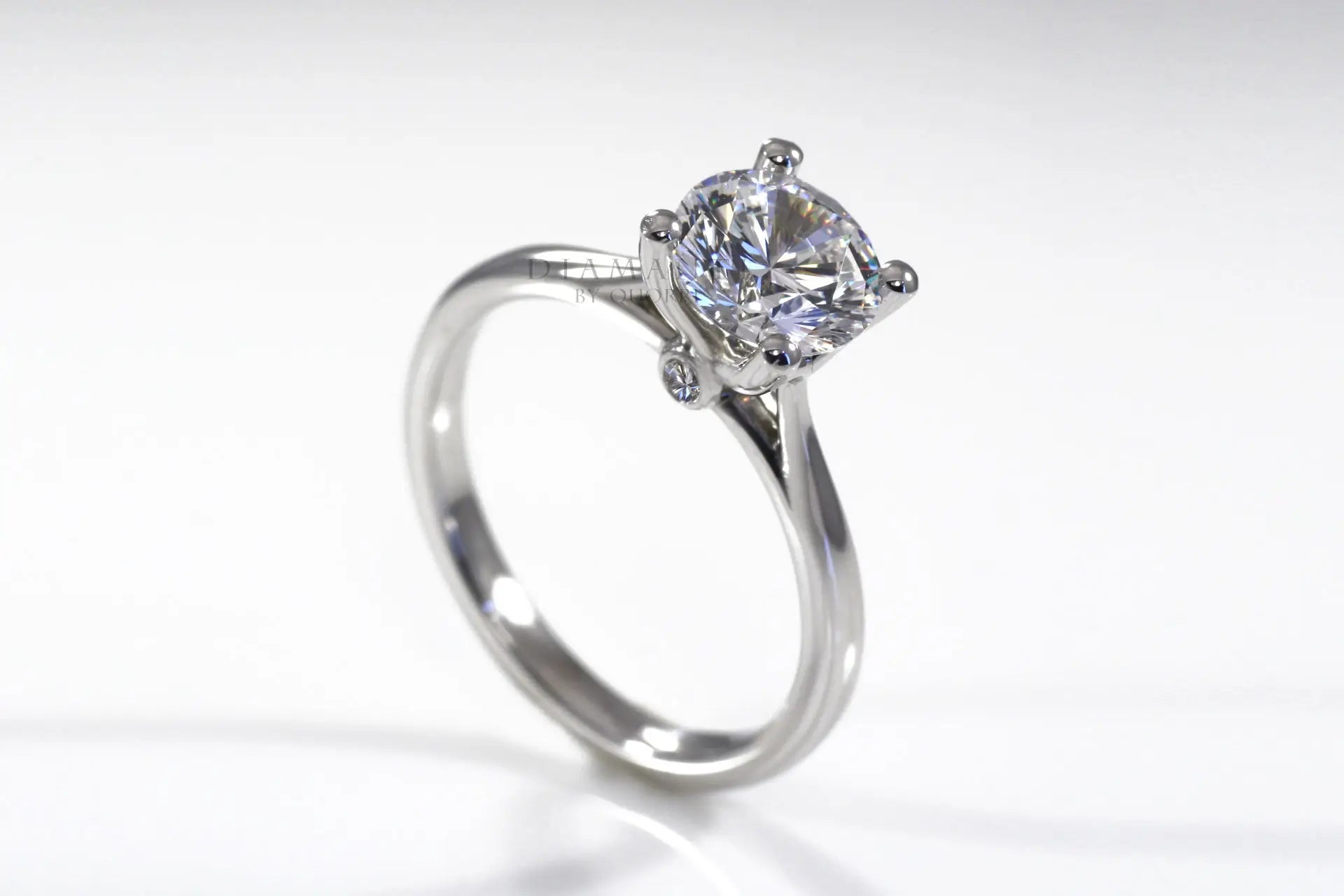 white gold affordable round lab grown diamond solitaire engagement ring
