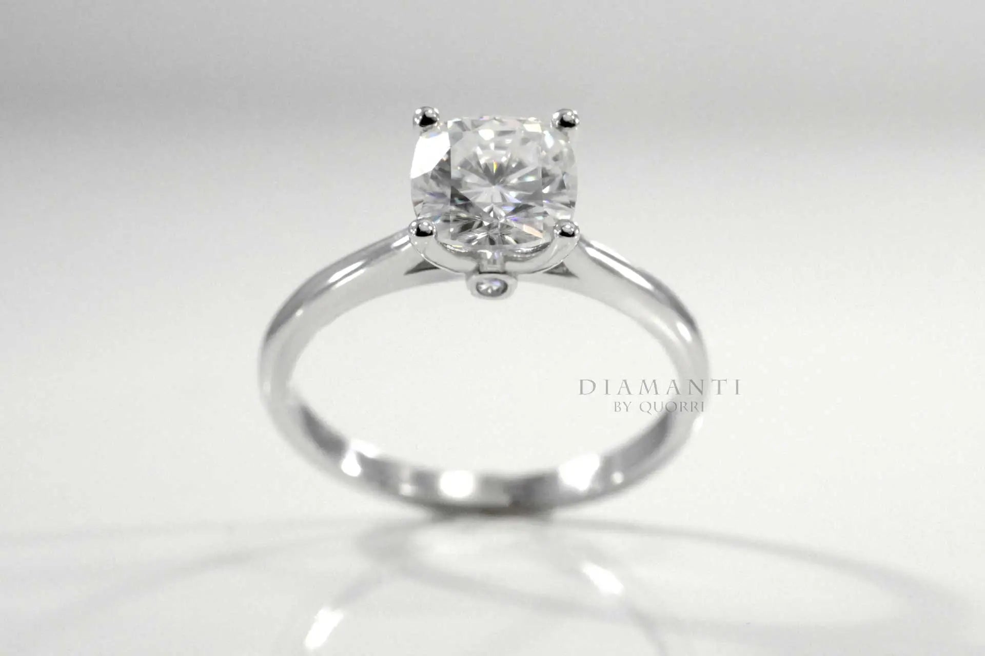 platinum low cost solitaire cushion lab grown diamond engagement ring