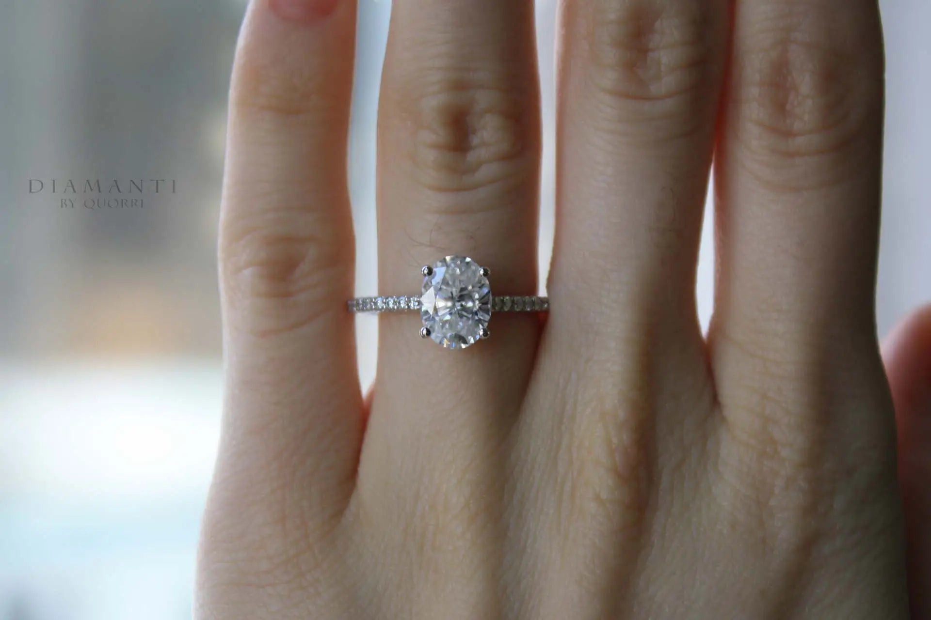 2 carat vintage antique accented oval lab grown diamond engagement ring Quorri
