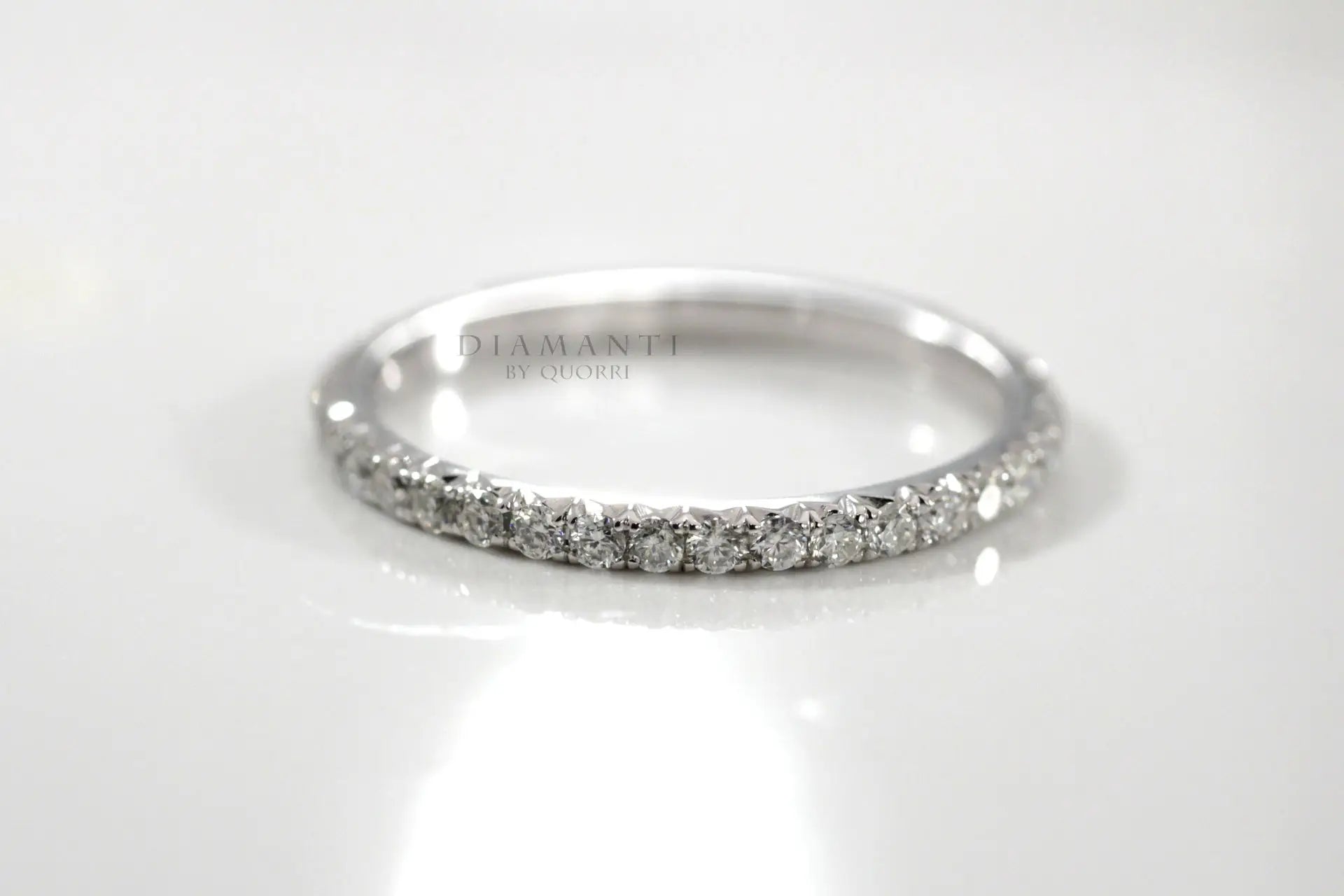 affordable designer white gold lab diamond wedding bands at Quorri