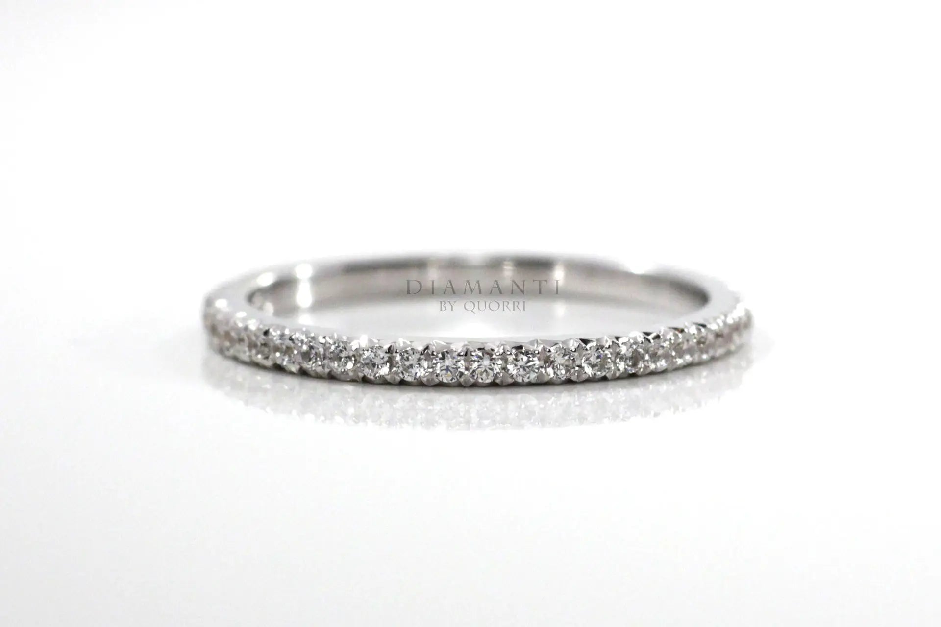 affordable designer 14k white gold lab diamond wedding bands at Quorri
