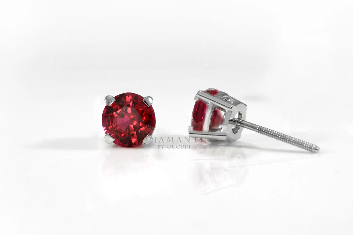 designer blood red lab ruby screw back stud earrings