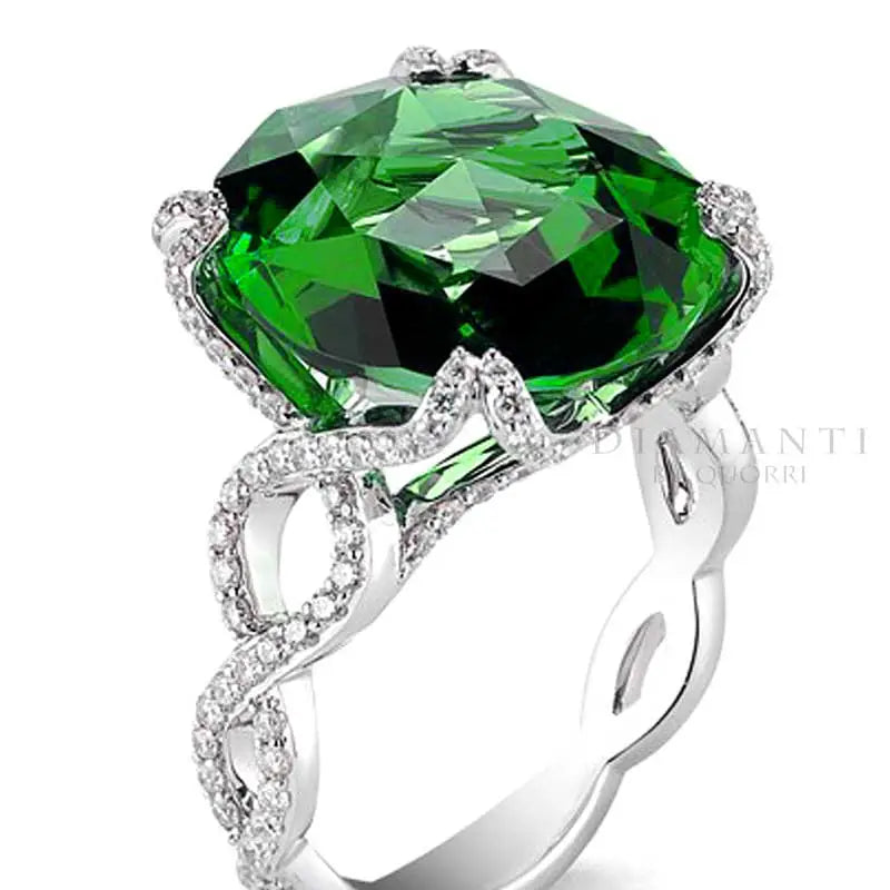 custom dual prong infinity band green emerald engagement ring Canada