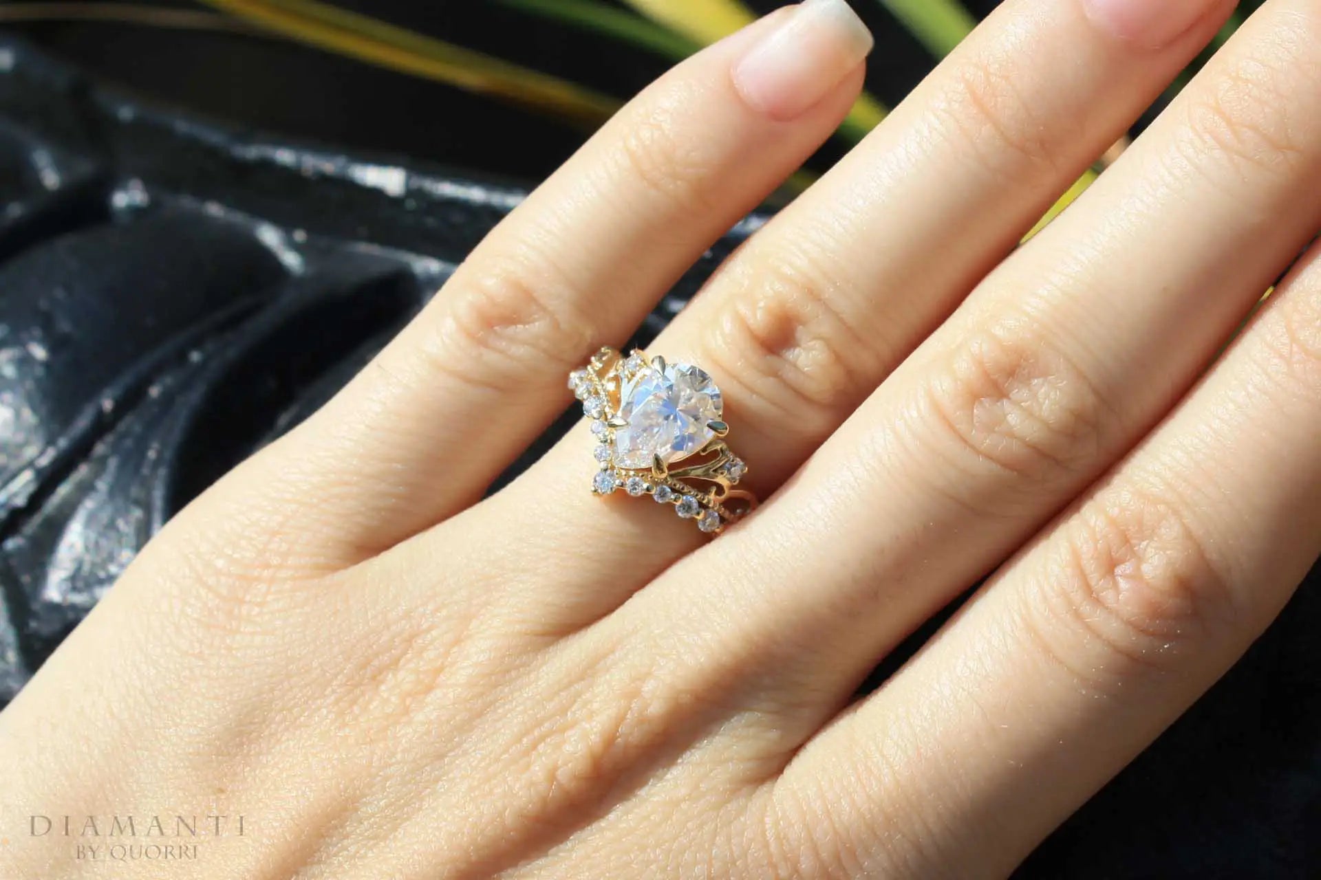antique designer vintage claw prong 2 carat pear lab diamond engagement ring Quorri