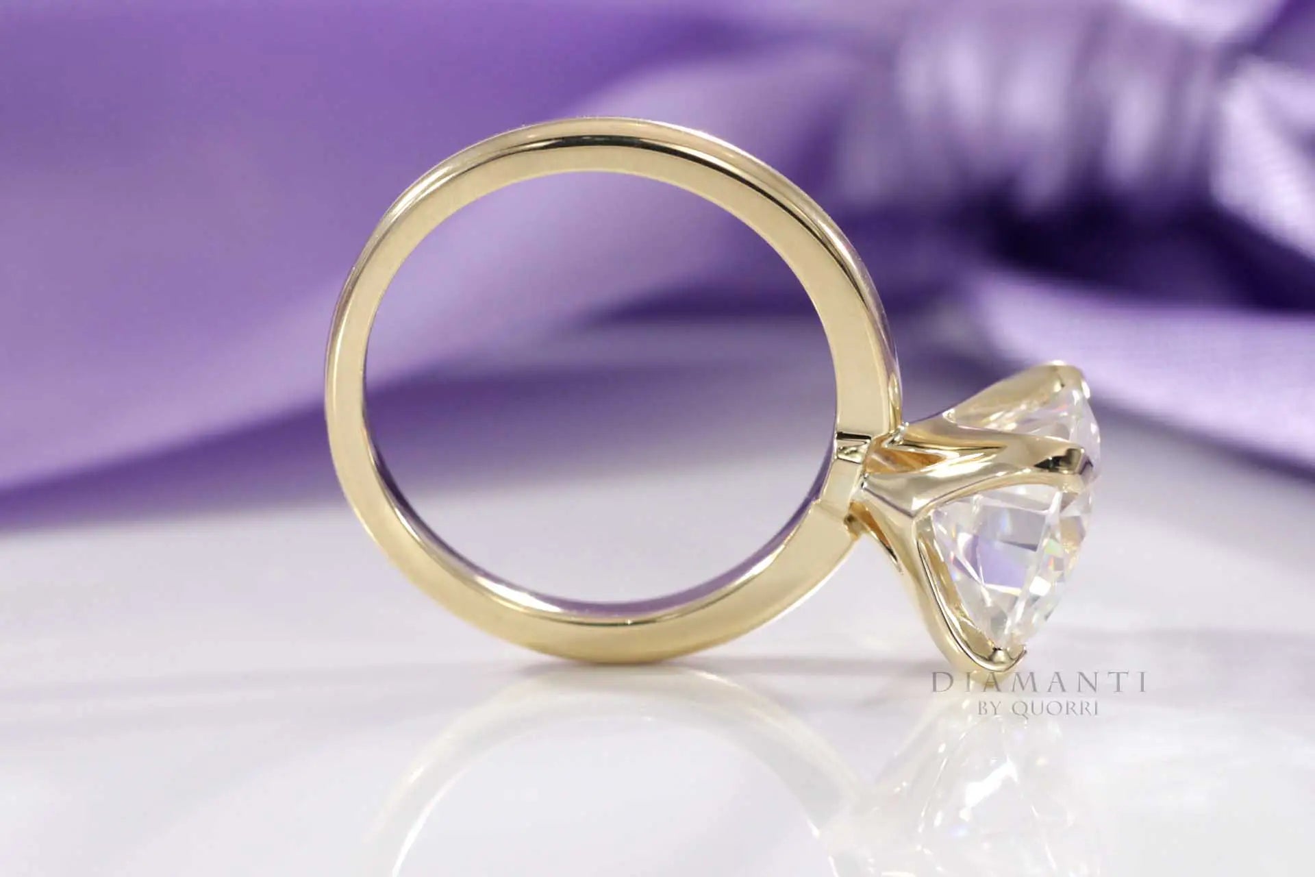 affordable 14k yellow gold 3 carat round lab grown diamond engagement ring Quorri