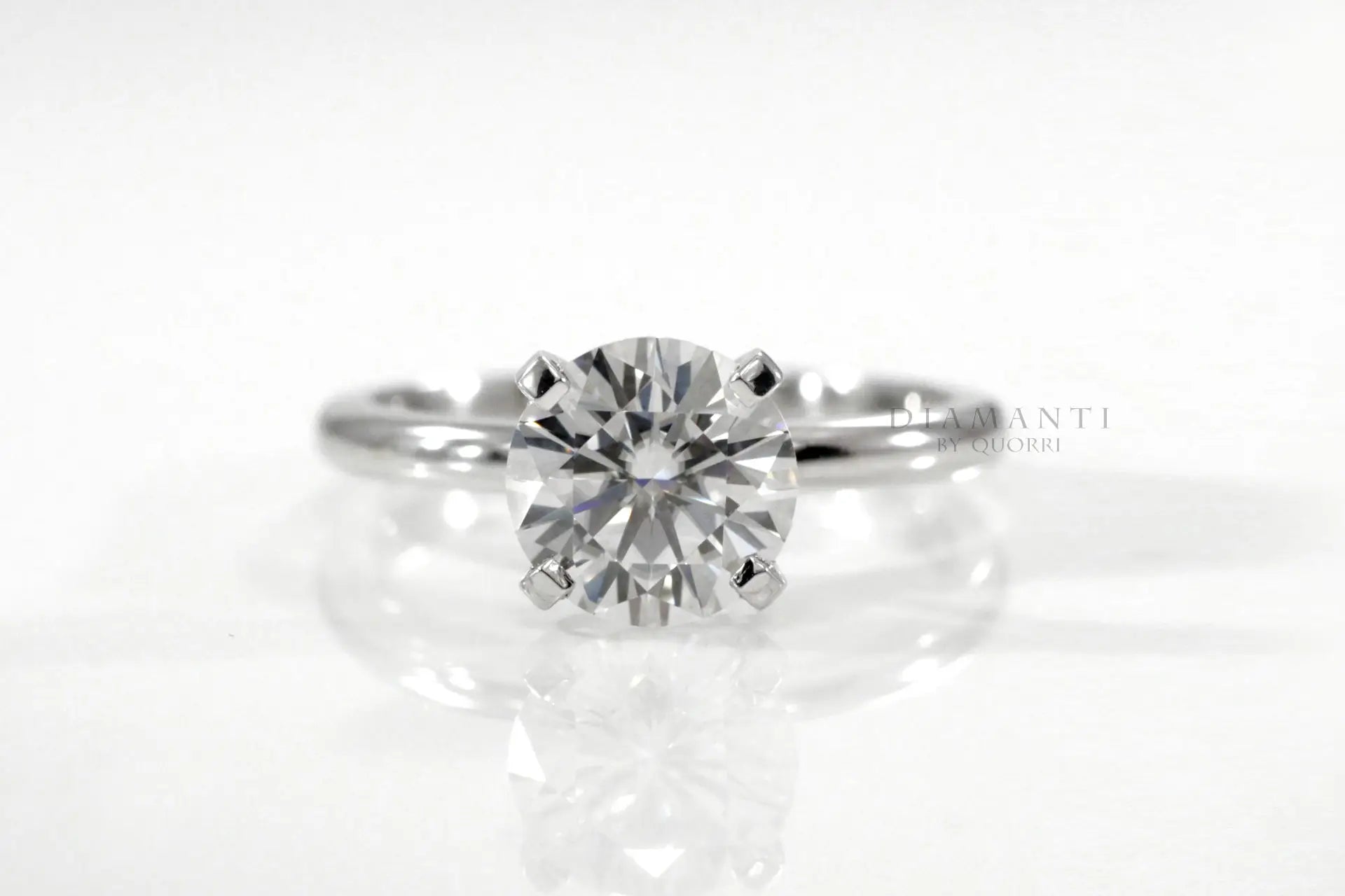 affordable 14k white gold 1.5ct round lab grown diamond engagement ring Quorri
