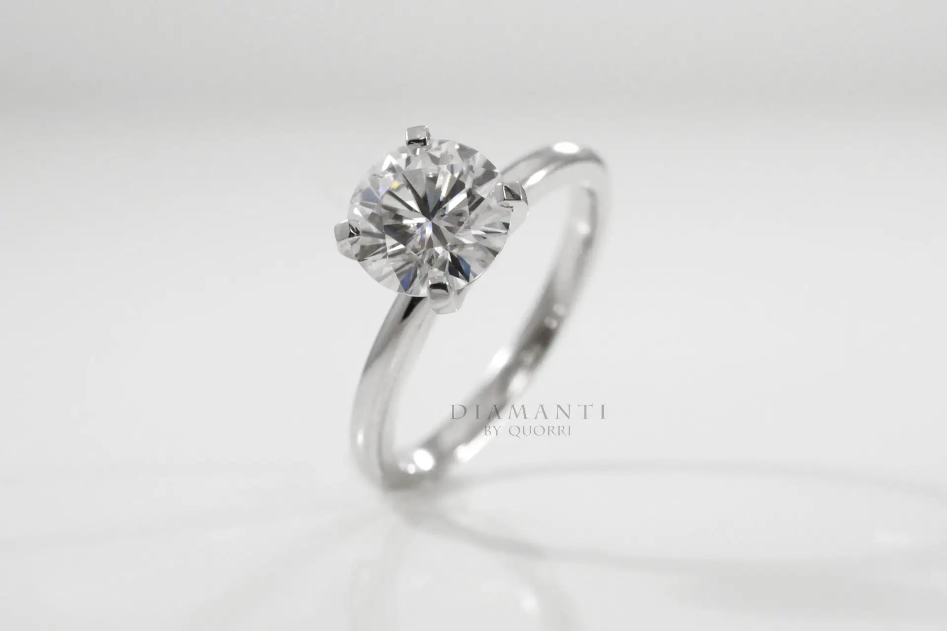 affordable 18k white gold 2ct round lab grown diamond engagement ring Quorri