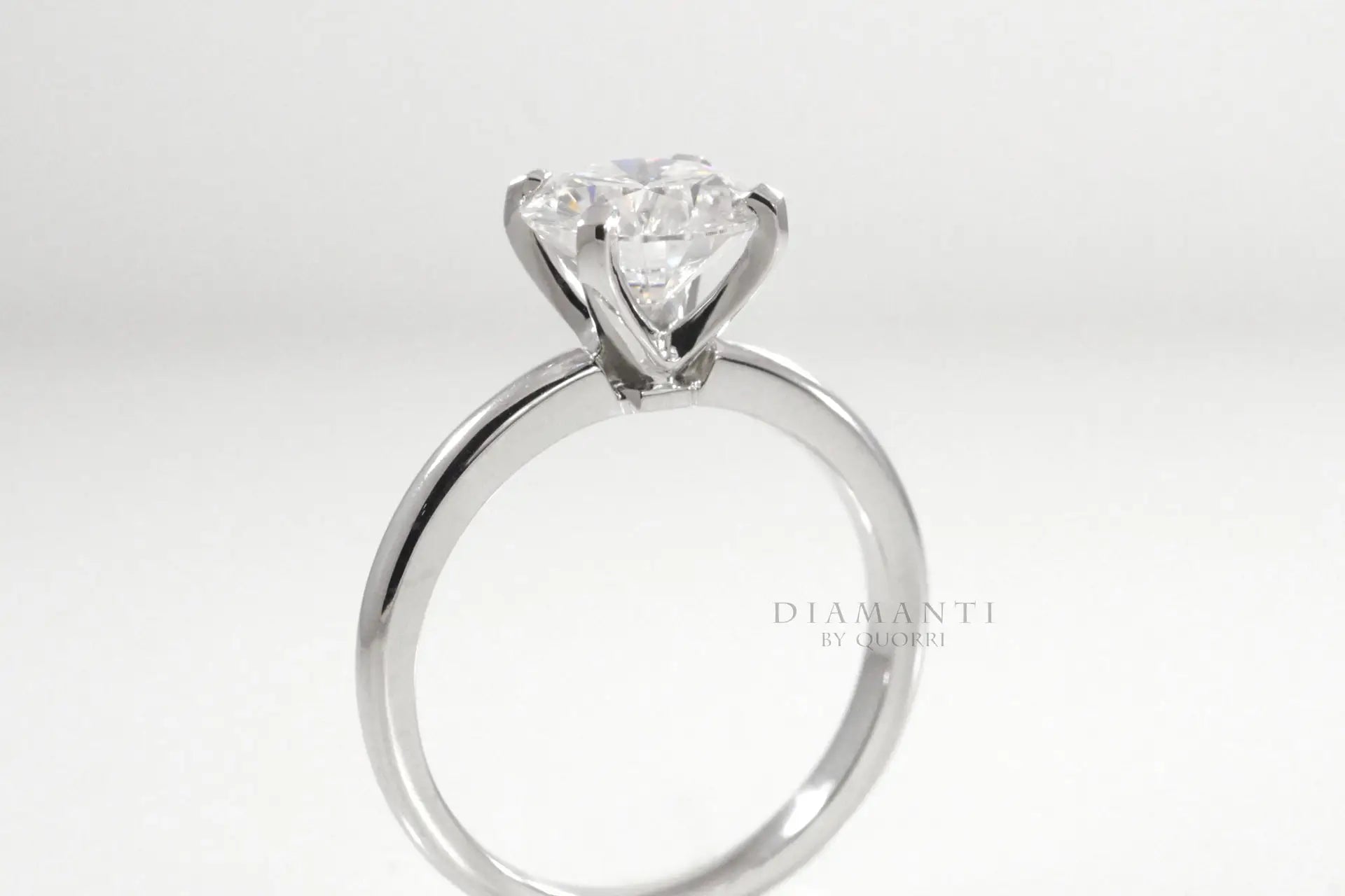 4 prong white gold 1.5ct Round lab diamond engagement ring