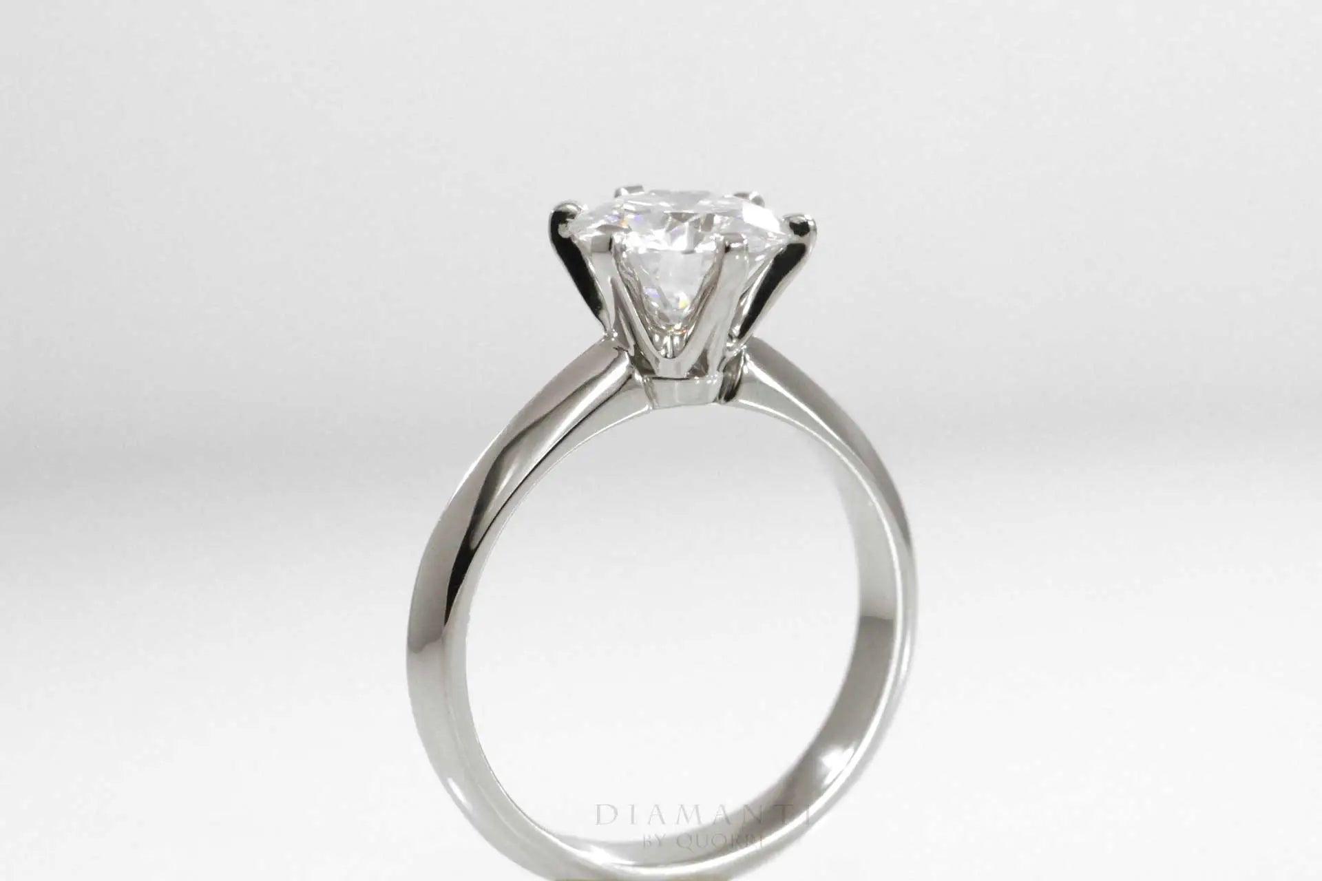 14k six prong tiffany inspired round lab diamond solitaire engagement ring