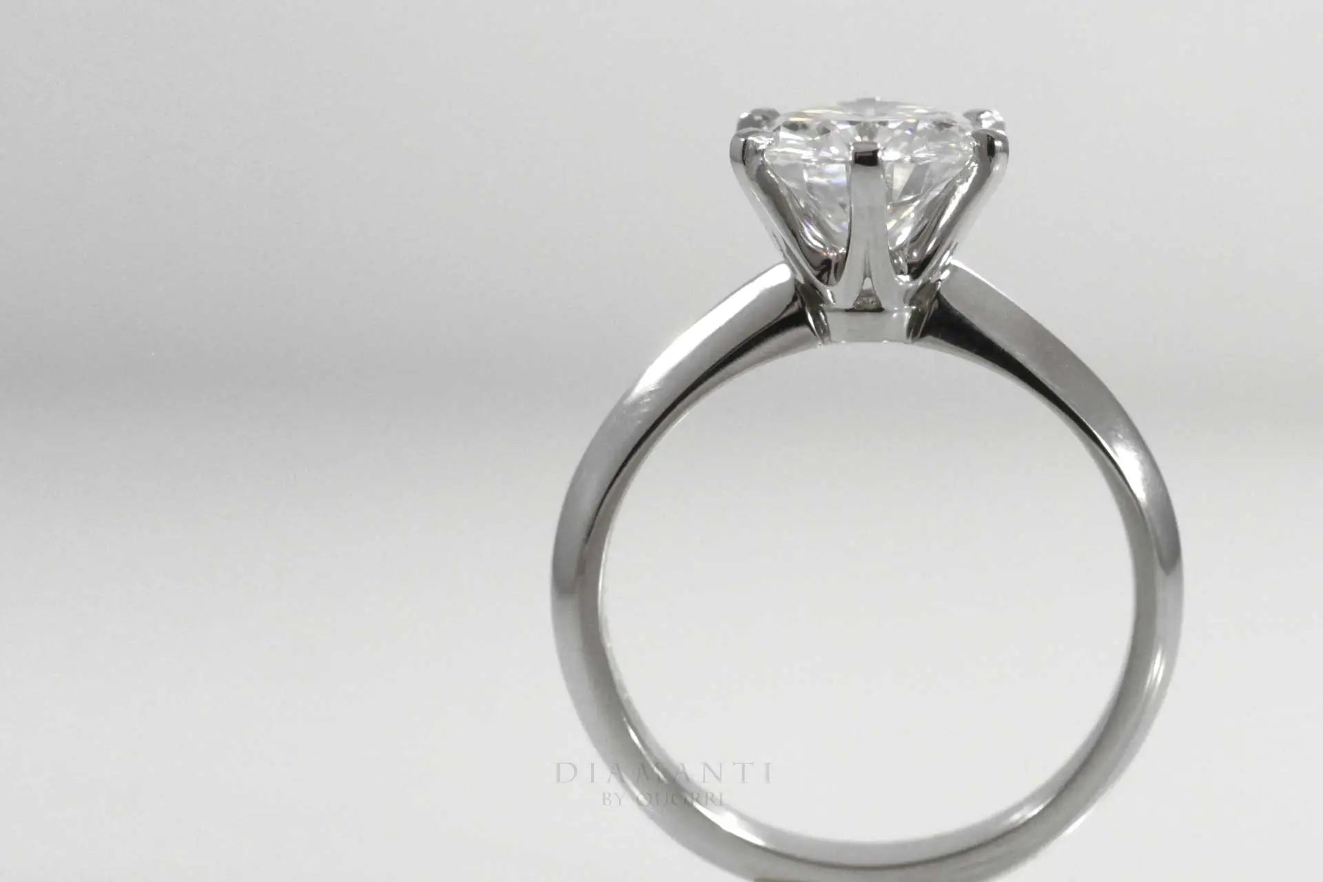 platinum six prong tiffany inspired round lab diamond solitaire engagement ring