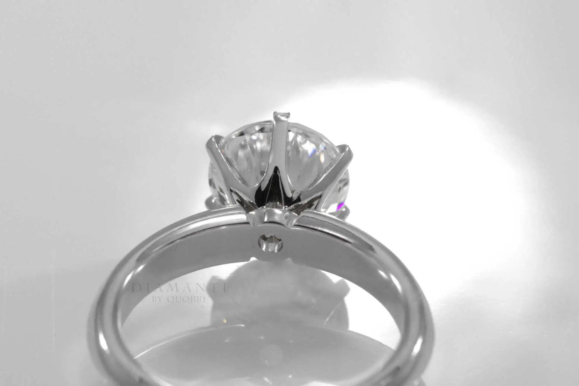 six prong tiffany inspired round lab diamond solitaire engagement ring Quorri Canada