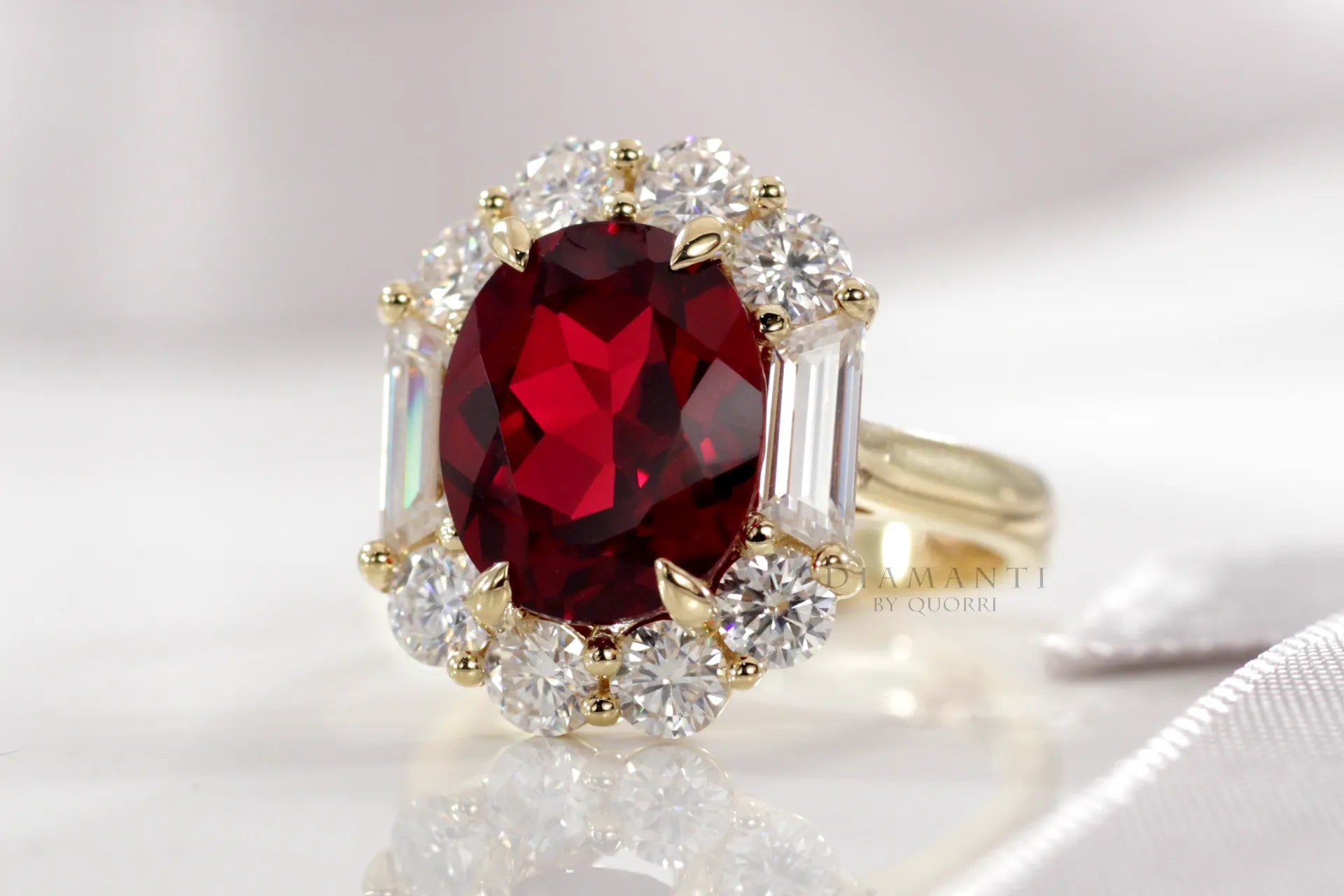 designer vintage 3 carat oval red ruby engagement ring Quorri