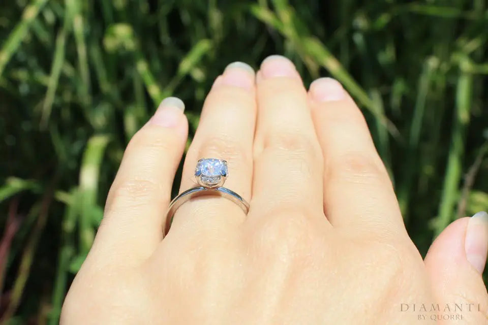 platinum 2ct round lab diamond under-halo engagement ring Quorri