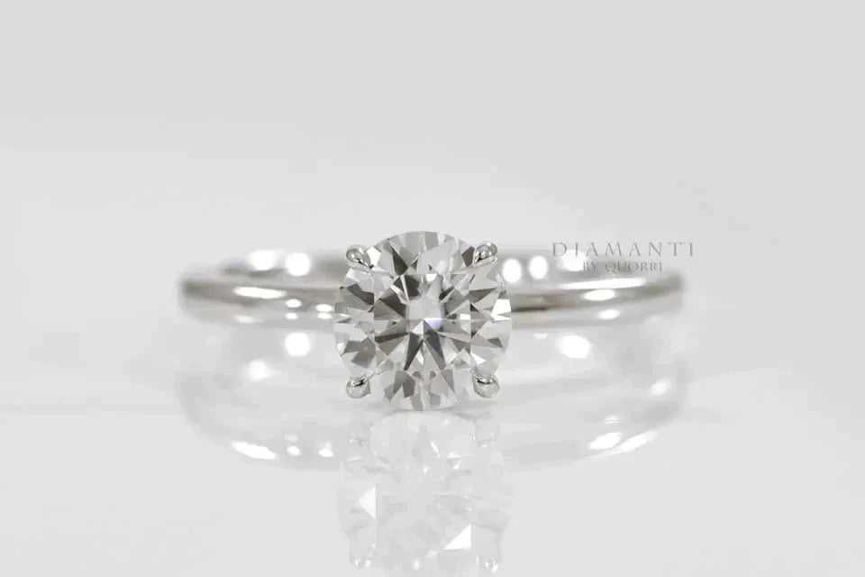 white gold claw prong 2ct round lab diamond engagement ring