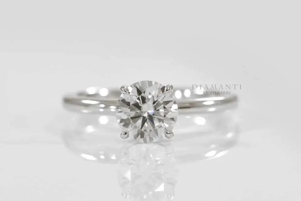 white gold claw prong 2ct round lab diamond engagement ring