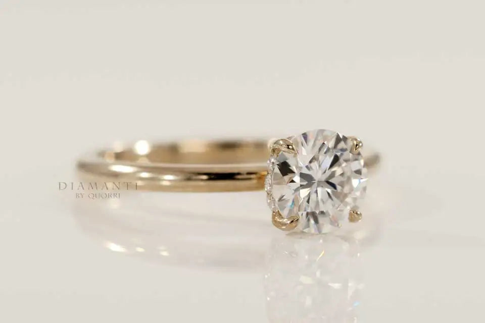 18k yellow gold under-halo 1.5ct round lab diamond engagement ring Quorri