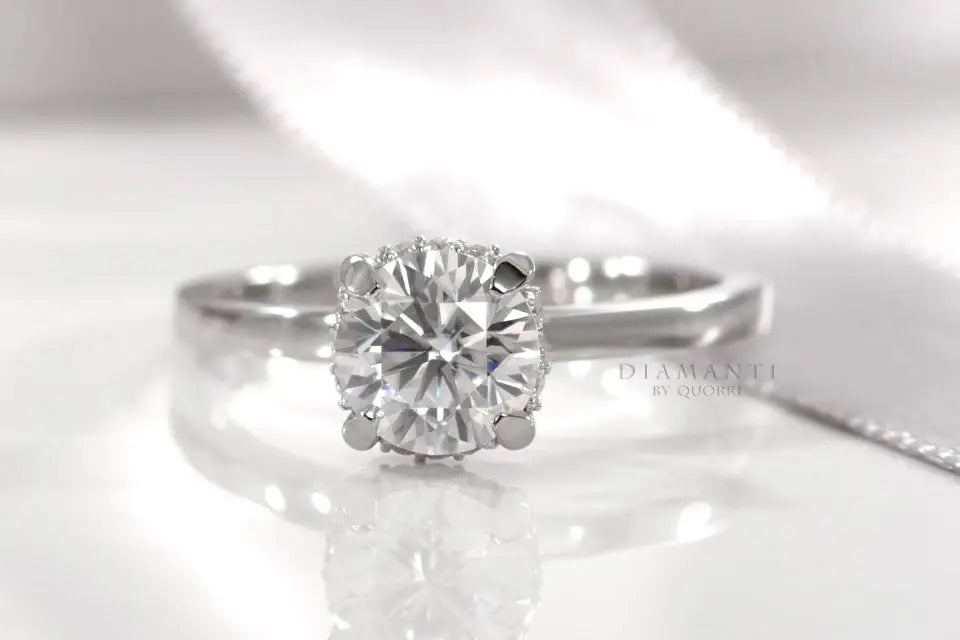 platinum white gold  2 carat round lab grown diamond engagement ring