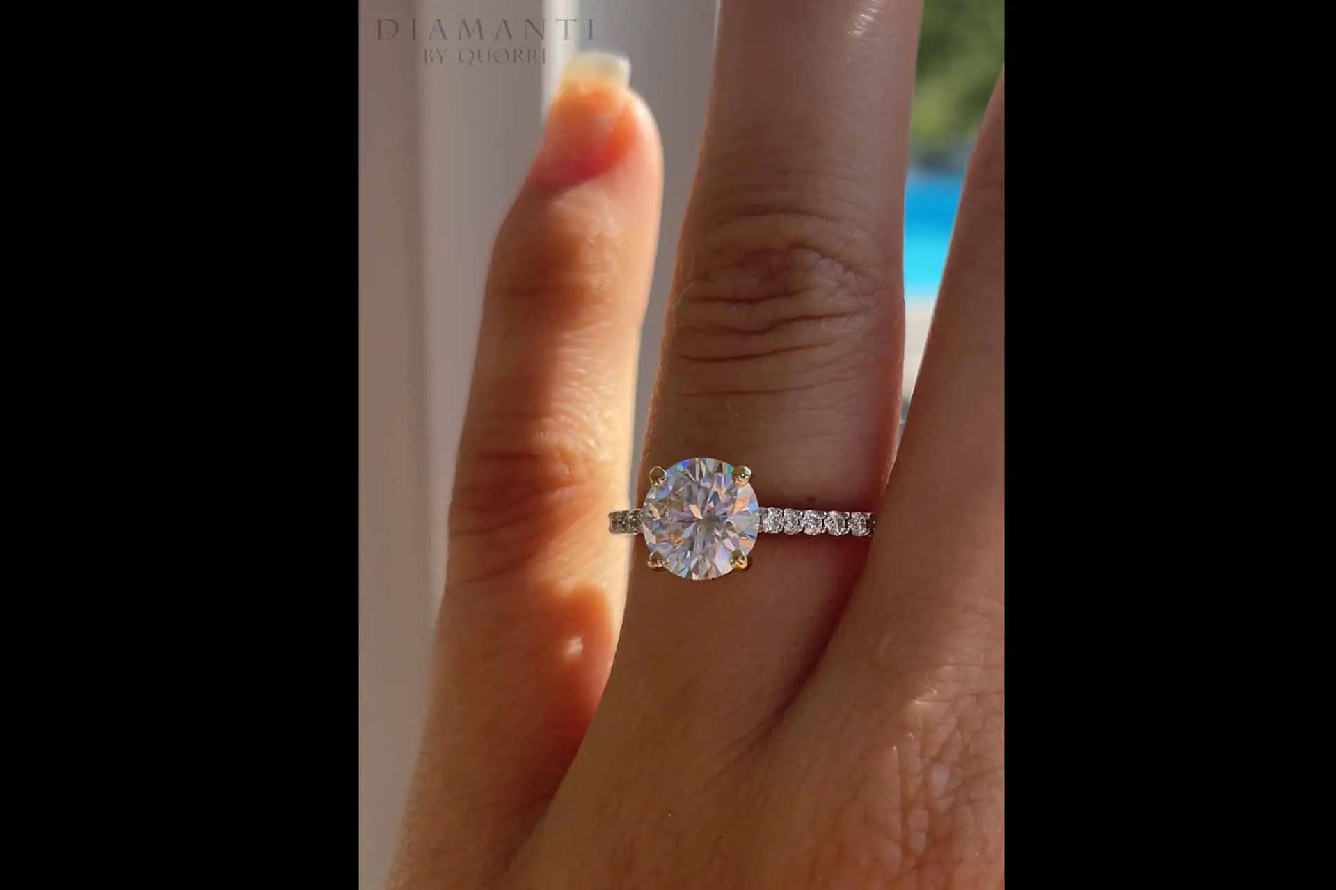 3 carat two-tone vintage accented round lab grown diamond engagement ring Quorri