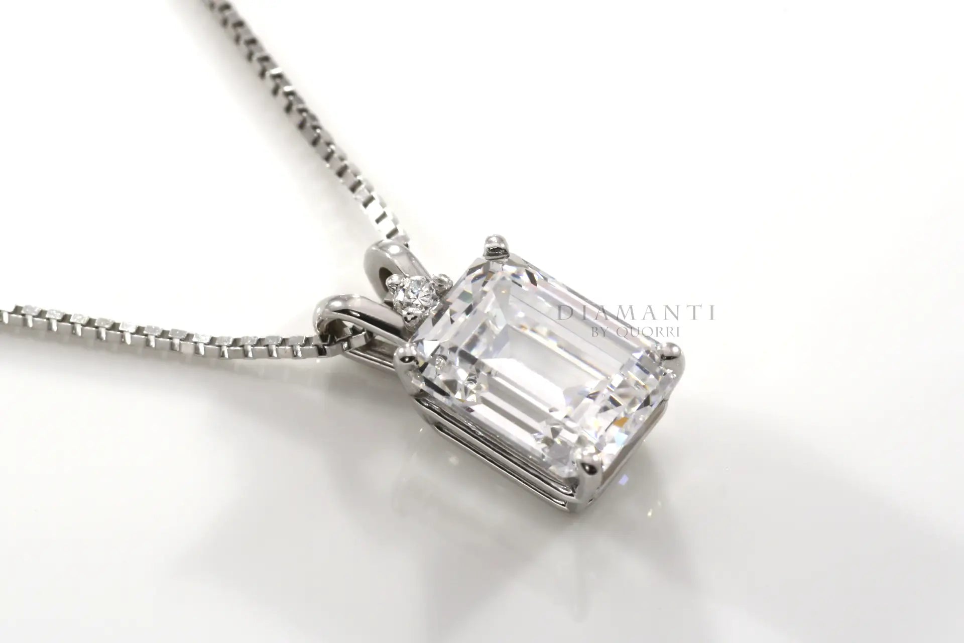 affordable 3 carat platinum emerald cut lab grown diamond pendant Canada