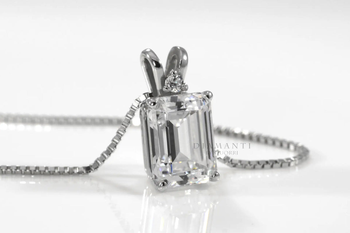 affordable 2 carat white gold emerald cut lab diamond pendant Canada