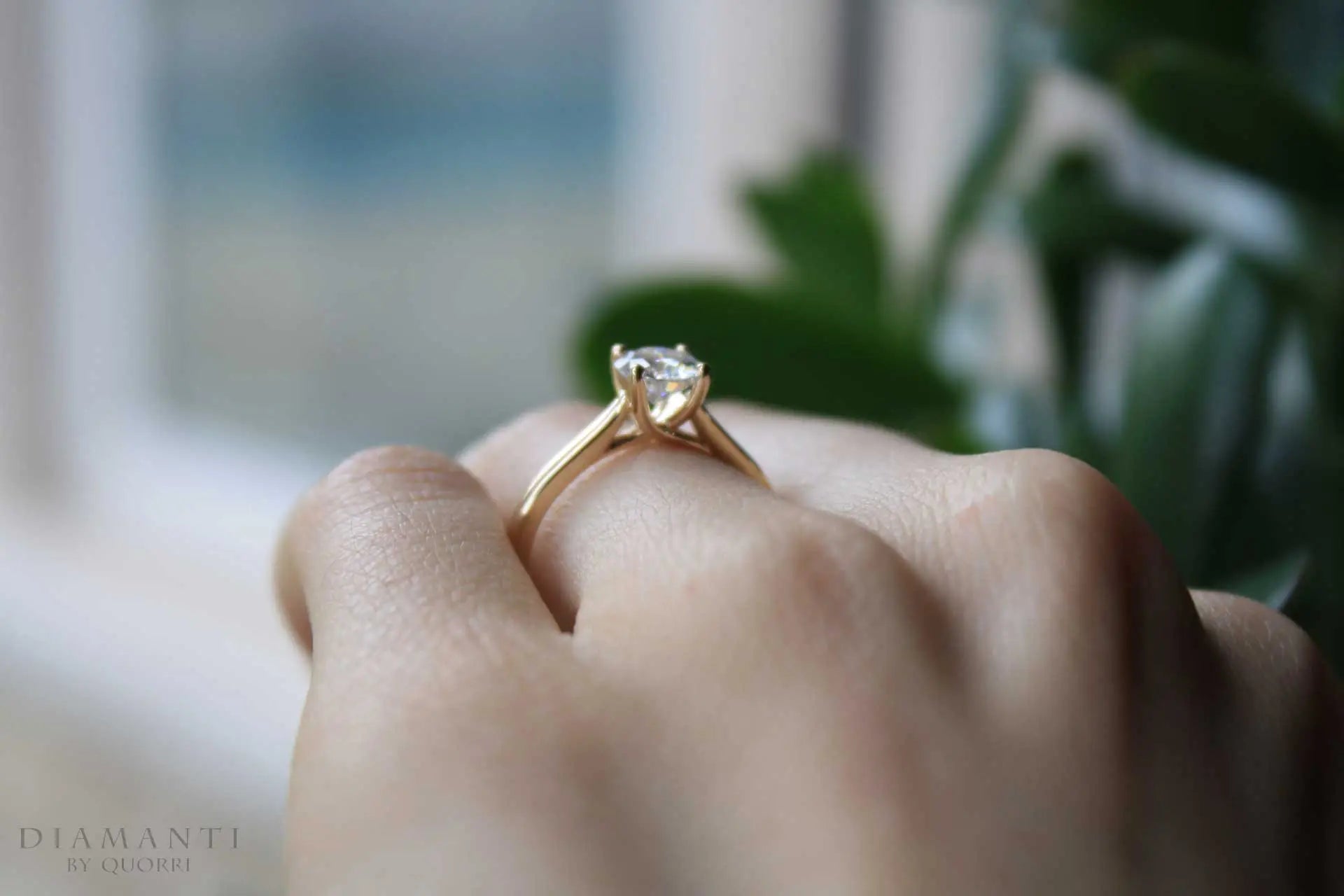 1 carat yellow gold lab diamond engagement ring Quorri Canada